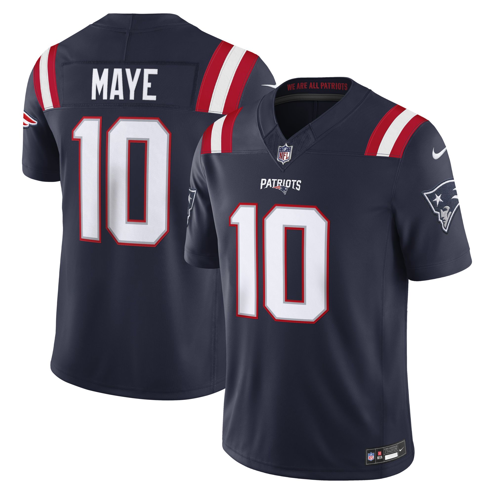Nike Men's New England Patriots Navy Drake Maye #10 Limited Jersey