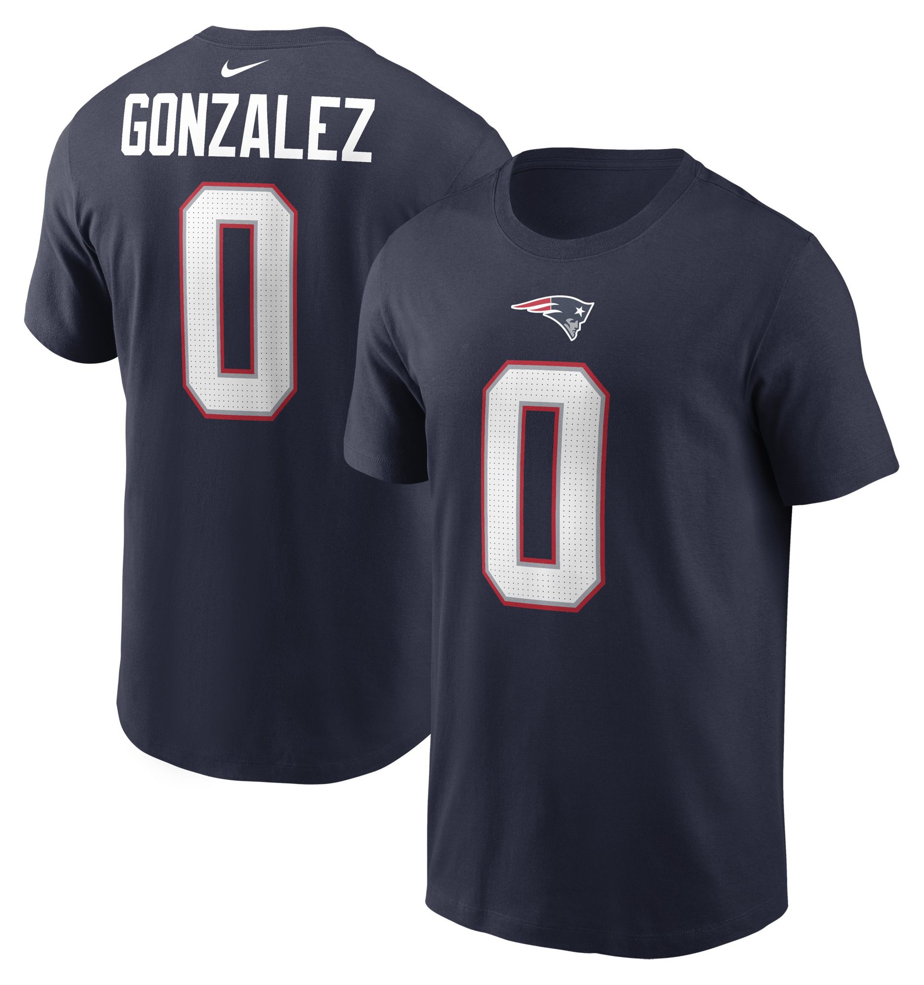 Nike Men's New England Patriots College Navy Christian Gonzalez #0 T-Shirt