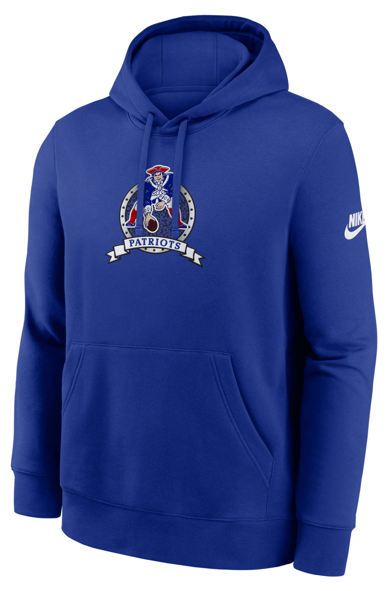Nike Men's New England Patriots Old Royal Club Fleece Rewind Hoodie