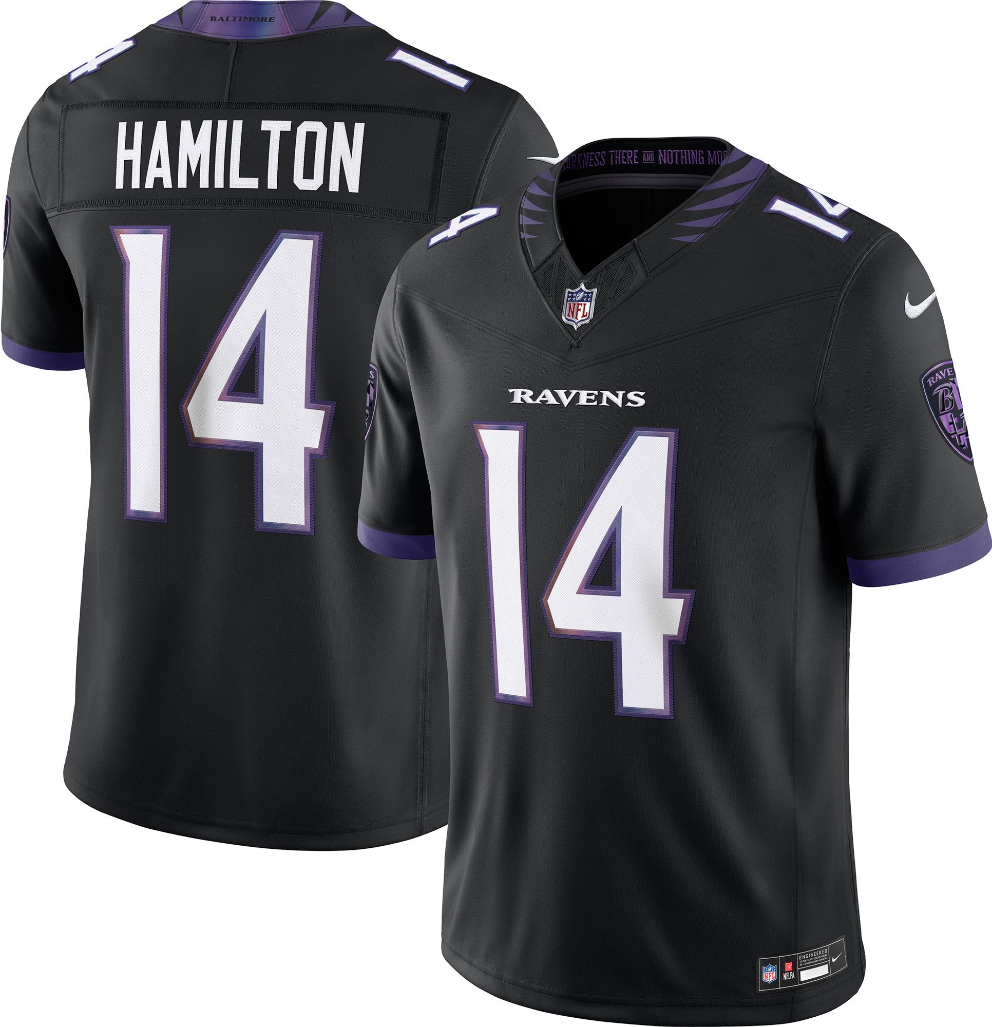 Nike Men's Baltimore Ravens Kyle Hamilton #14 Black Alternate Limited Jersey