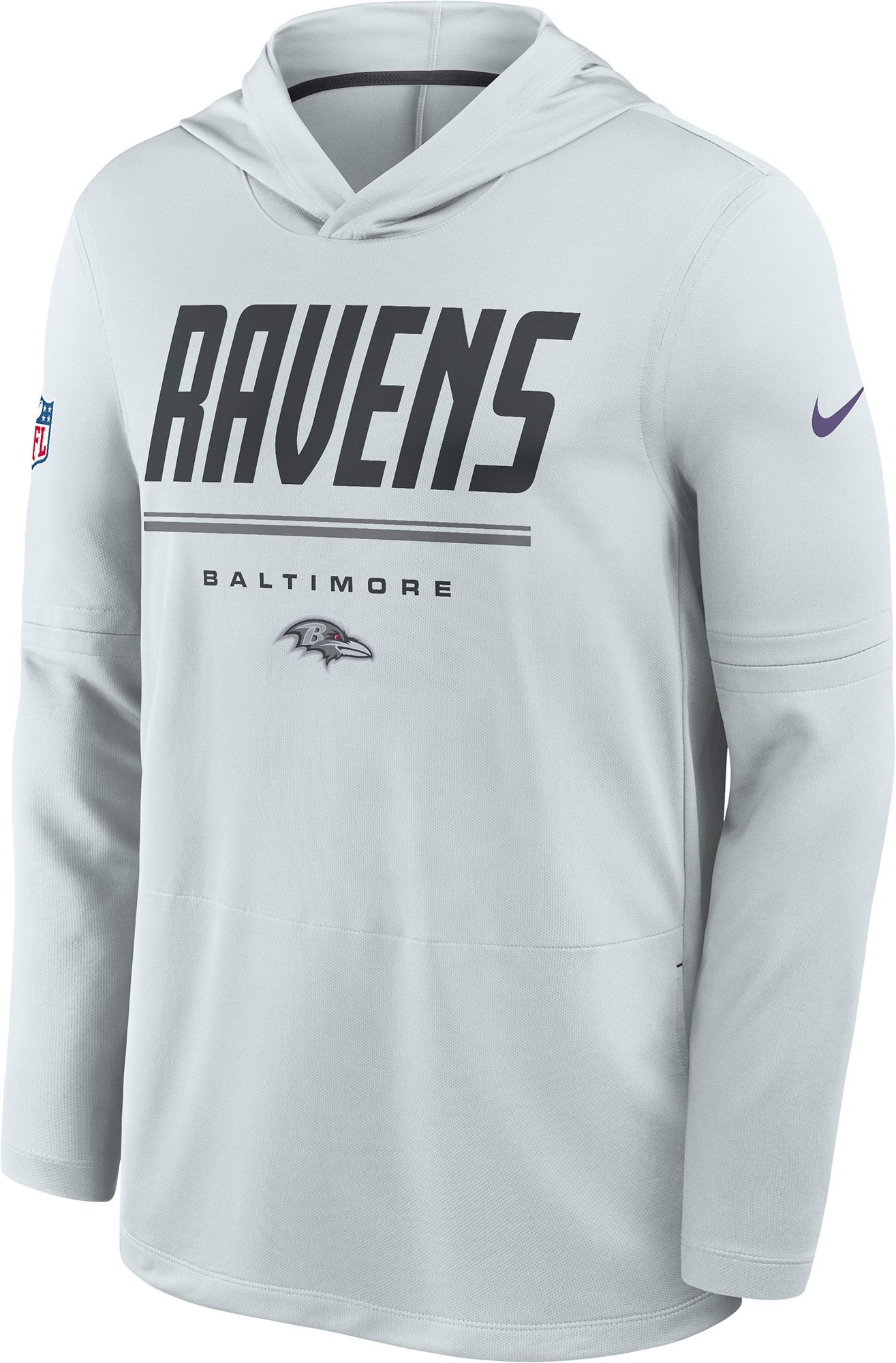 Nike Men's Baltimore Ravens Pure Platinum Long Sleeve Hooded Top