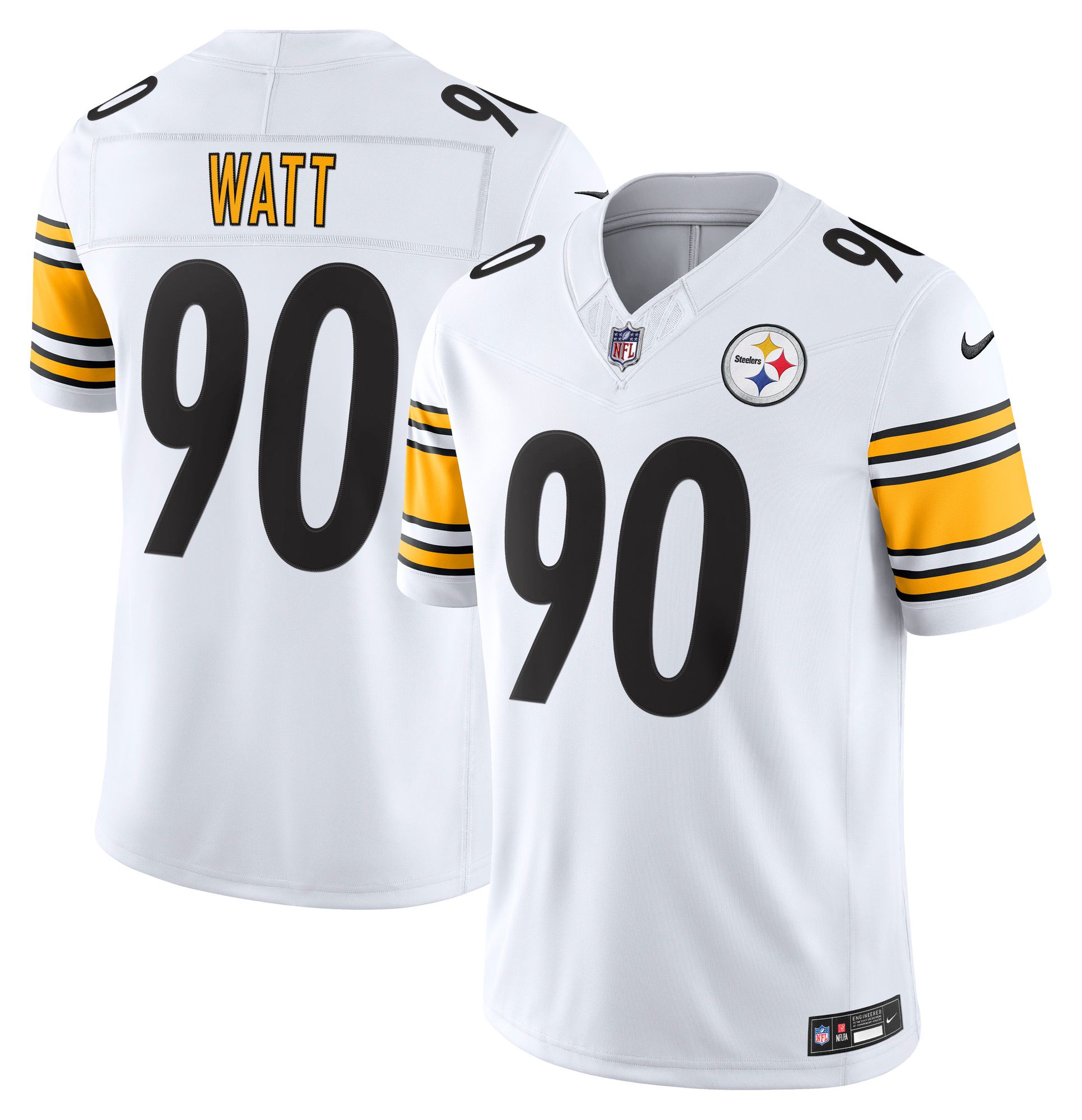 Nike Men's Pittsburgh Steelers T.J. Watt #90 White Road Limited Jersey