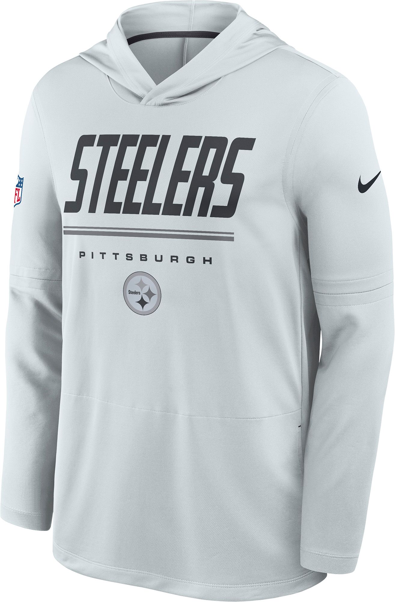 Nike Men's Pittsburgh Steelers Pure Platinum Long Sleeve Hooded Top