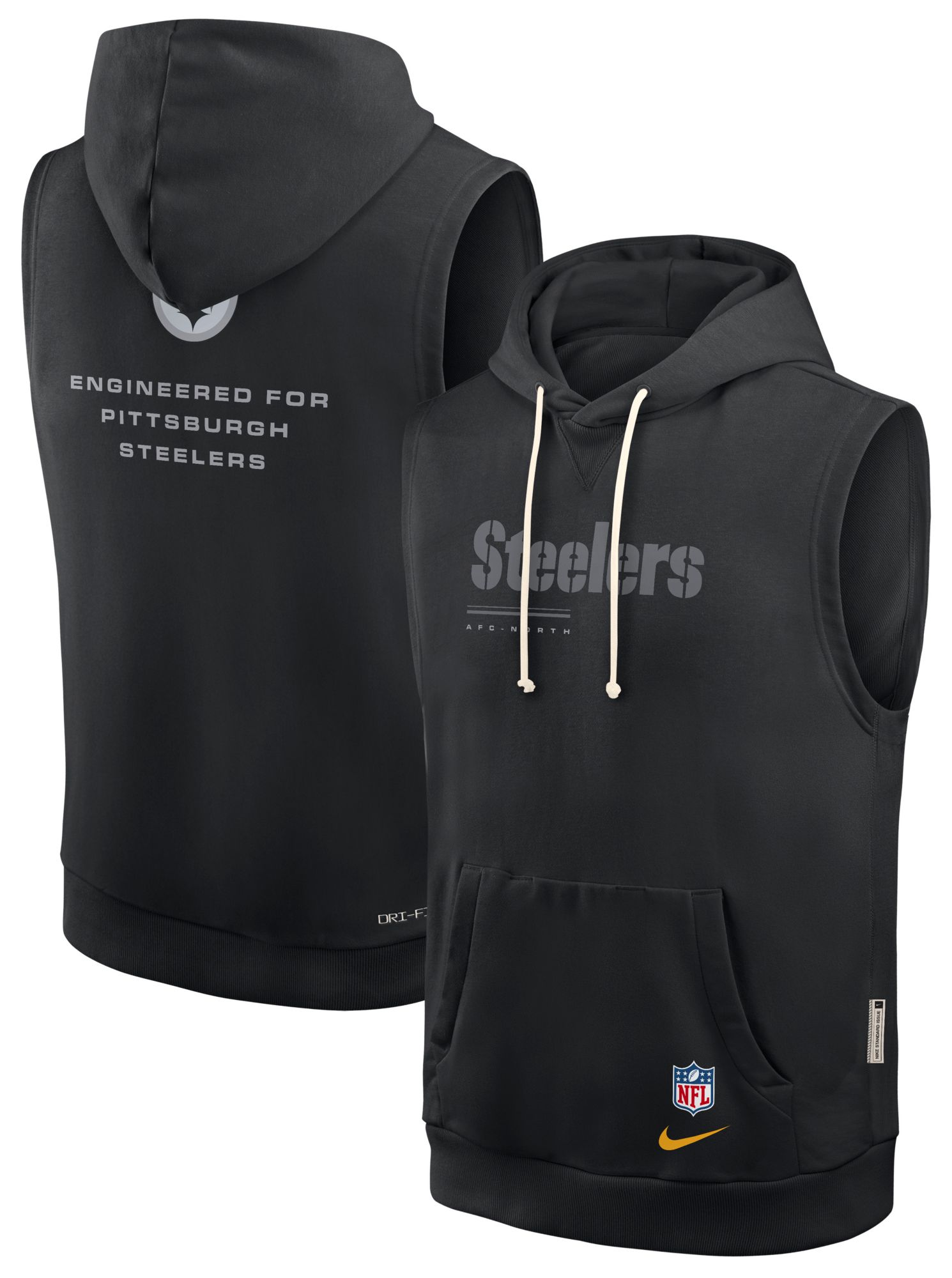 Nike Men's Pittsburgh Steelers Black Sideline Sleeveless Hoodie