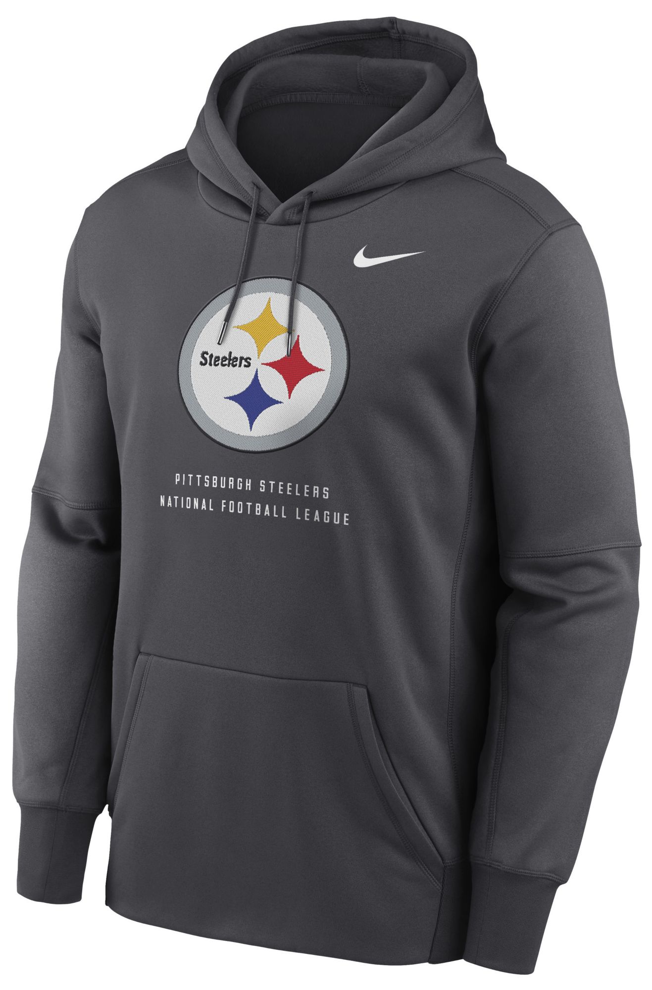 Nike Men's Pittsburgh Steelers Anthracite Therma Fleece Hoodie