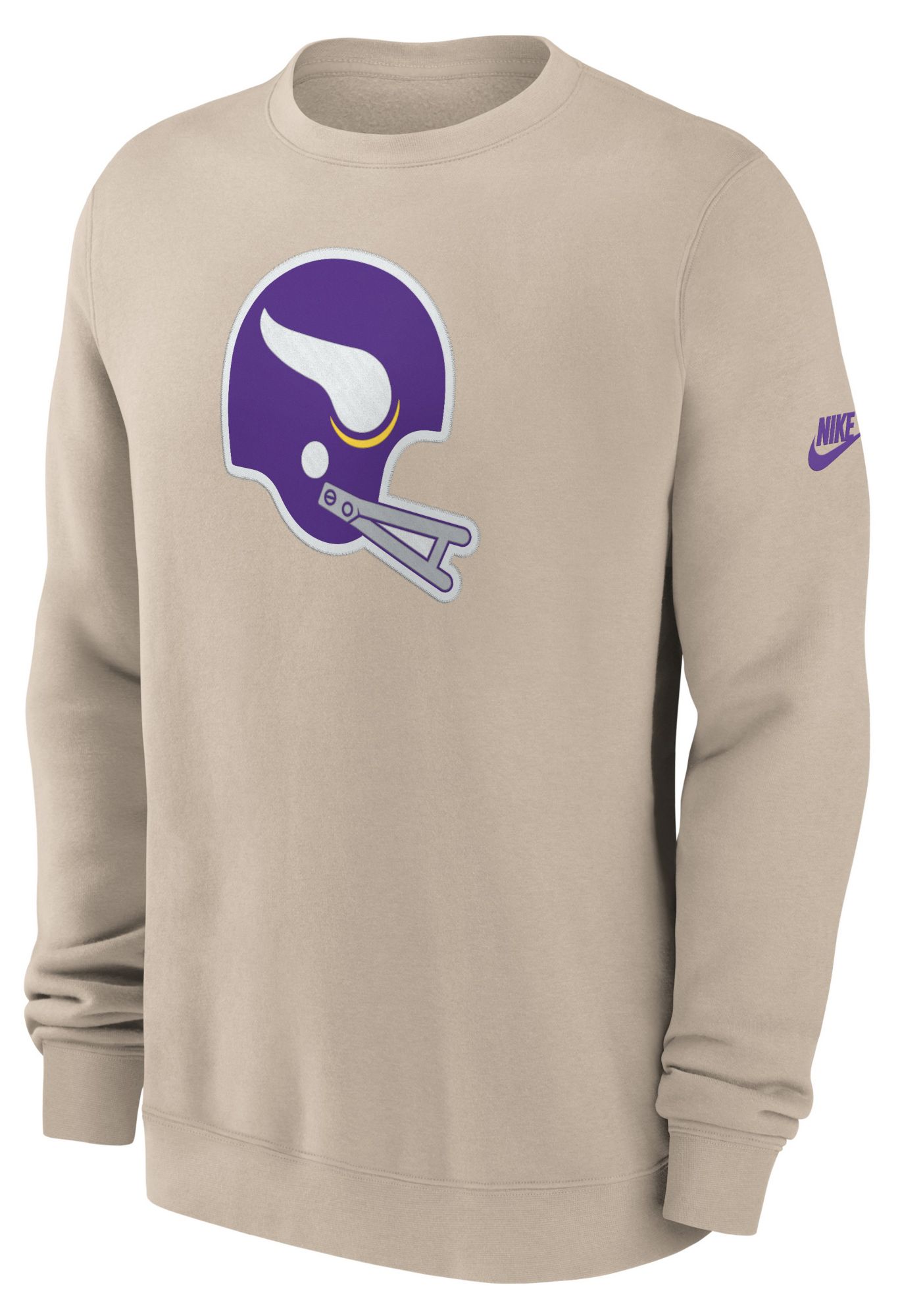 Nike Men's Minnesota Vikings Desert Sand Club Fleece Rewind Crewneck Sweatshirt