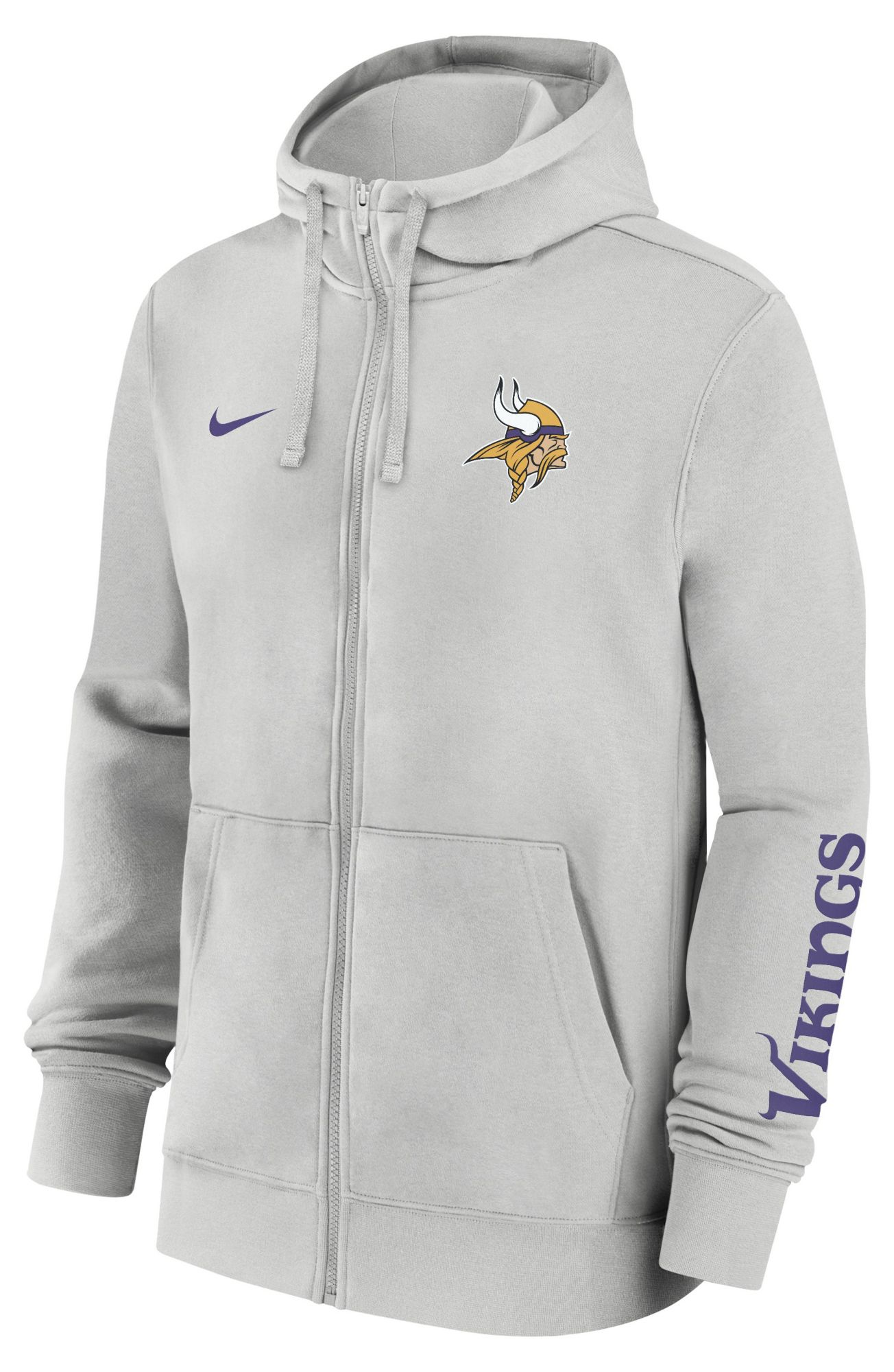 Nike Men's Minnesota Vikings Photon Dust Club Fleece Full Zip Hoodie