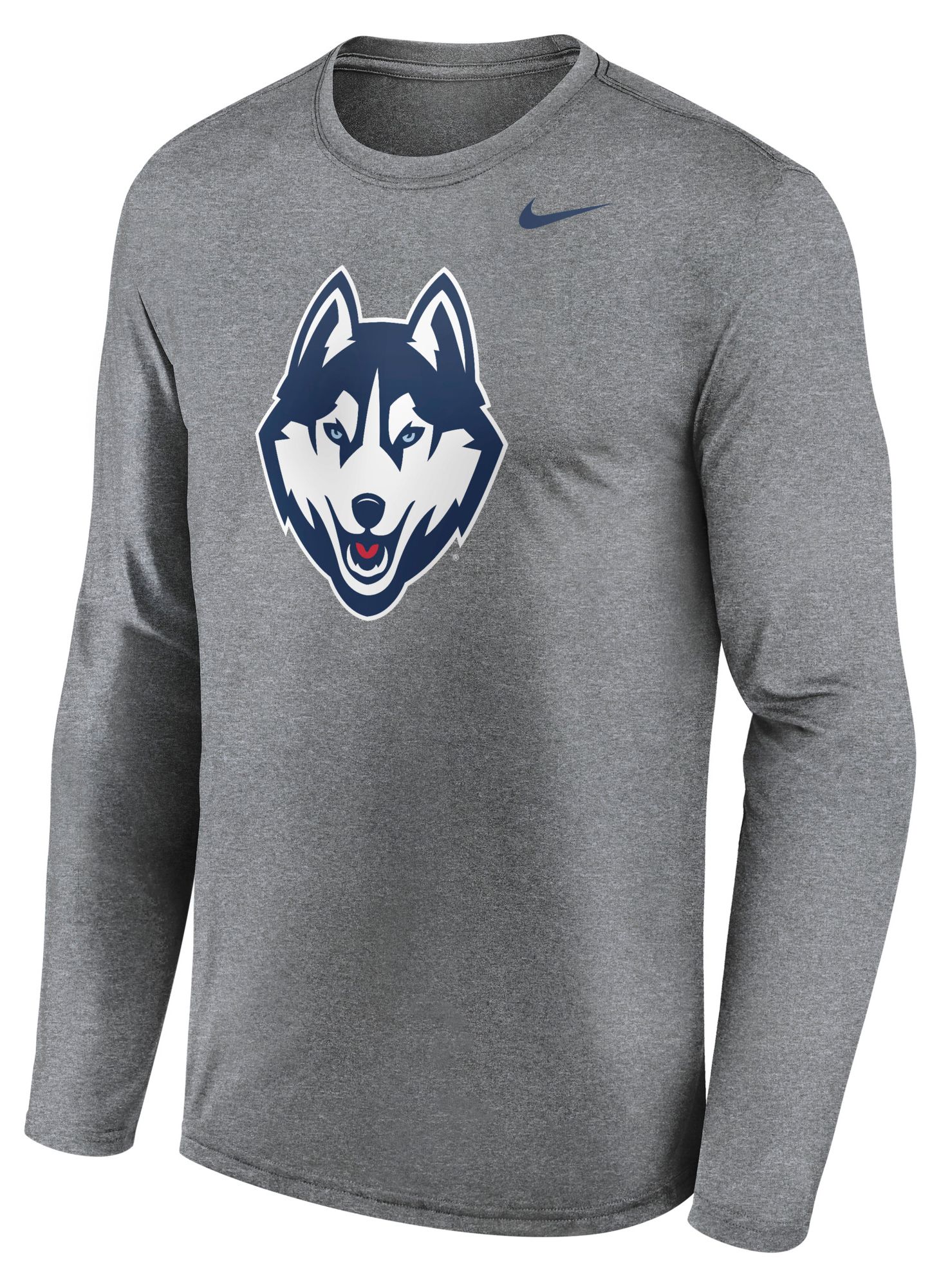Nike Men's UConn Huskies Gray Legend Long Sleeve Shirt