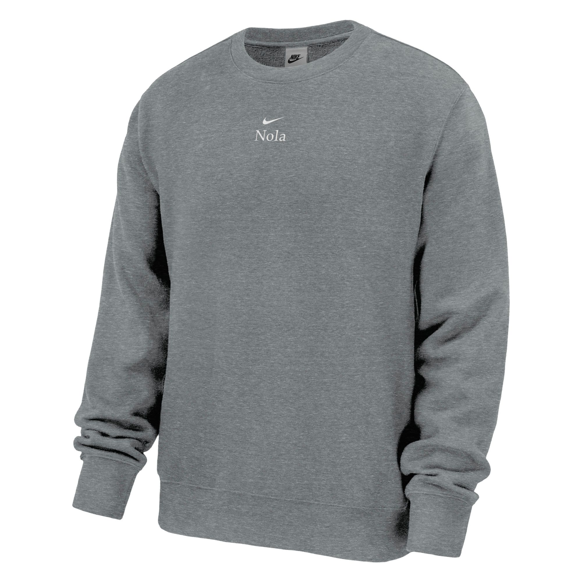 Nike Men's New Orleans Dark Grey Heather Club Fleece Crewneck Sweatshirt