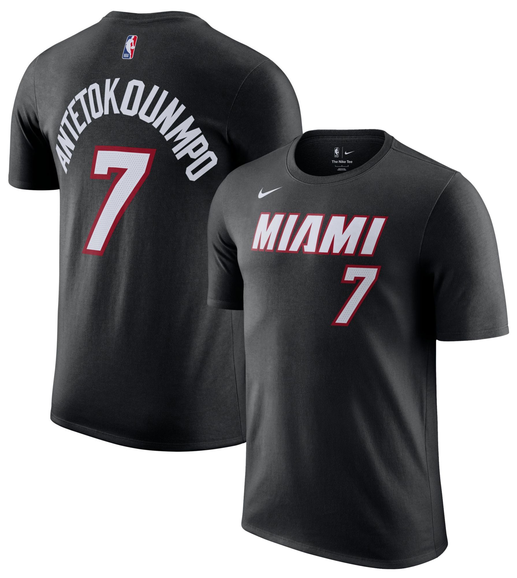 Nike Men's Miami Heat Black Giannis Antetokounmpo #7 Icon Edition T-Shirt