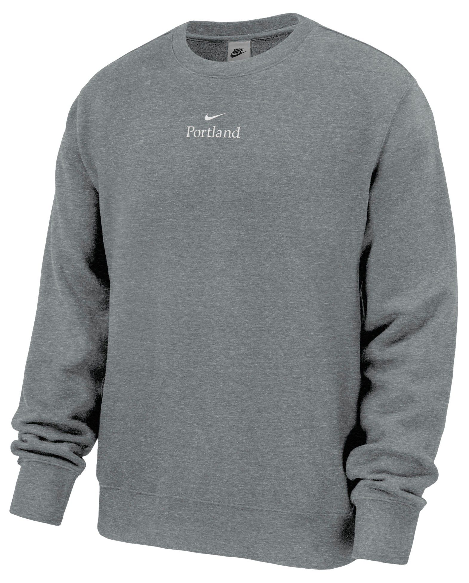 Nike Men's Portland Dark Grey Heather Club Fleece Crewneck Sweatshirt