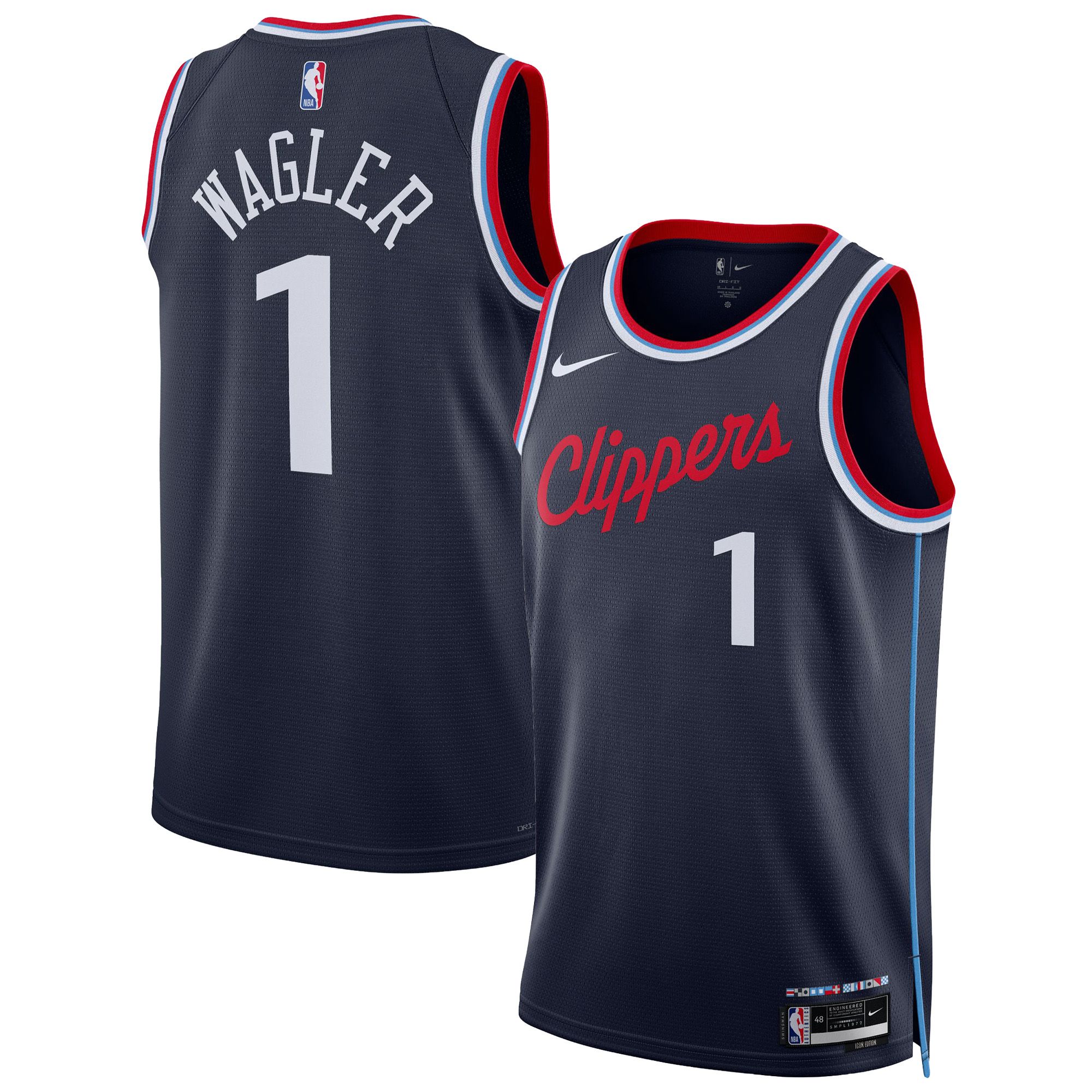 Nike Men's Los Angeles Clippers Navy Keaton Wagler #5 Icon Edition Jersey