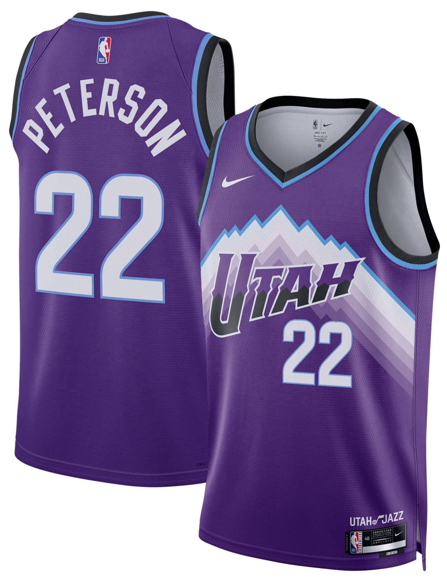 Nike Men's Utah Jazz Purple Darryn Peterson #22 Icon Edition Jersey