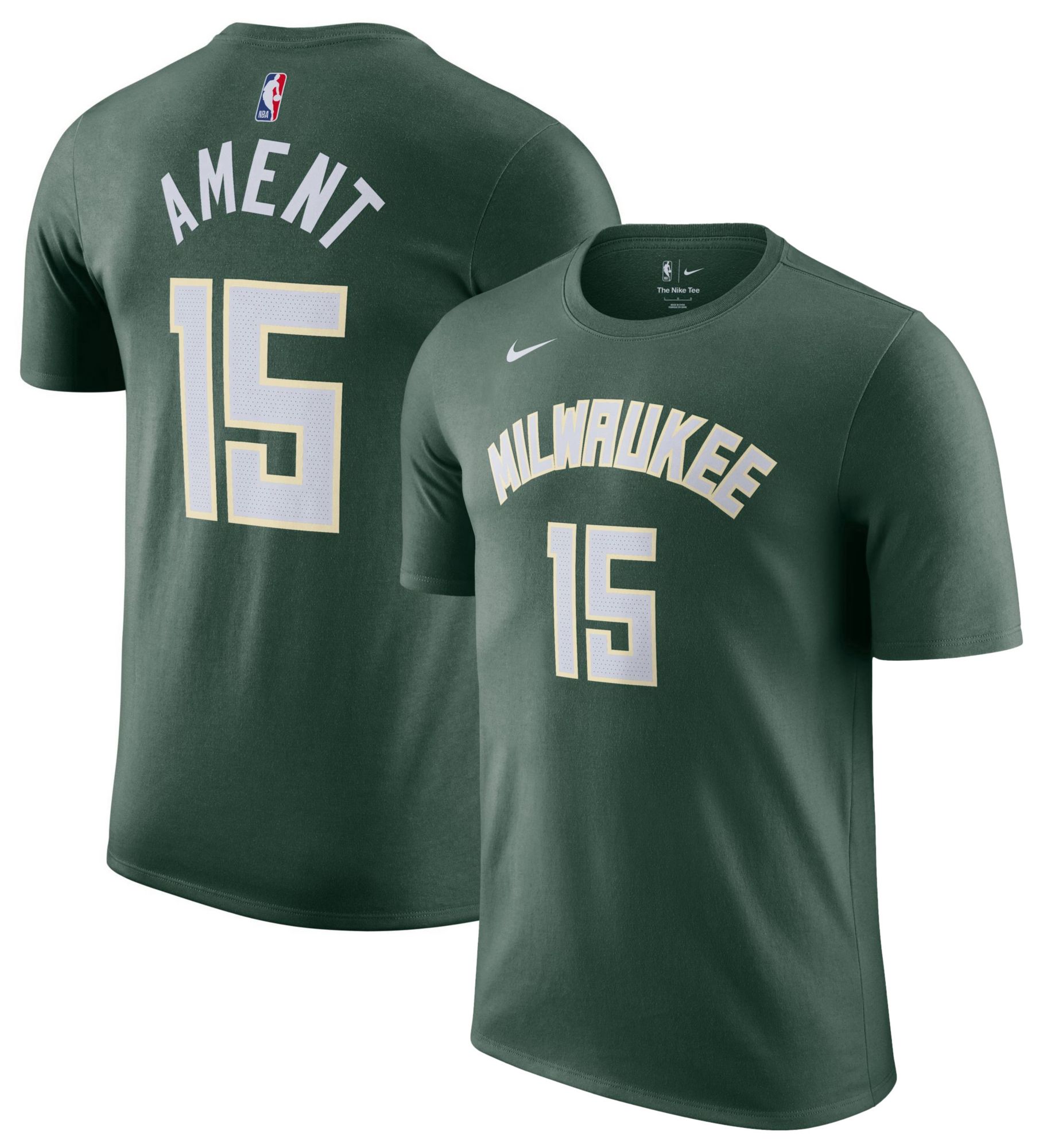 Nike Men's Milwaukee Bucks Green Nate Ament #15 Icon Edition T