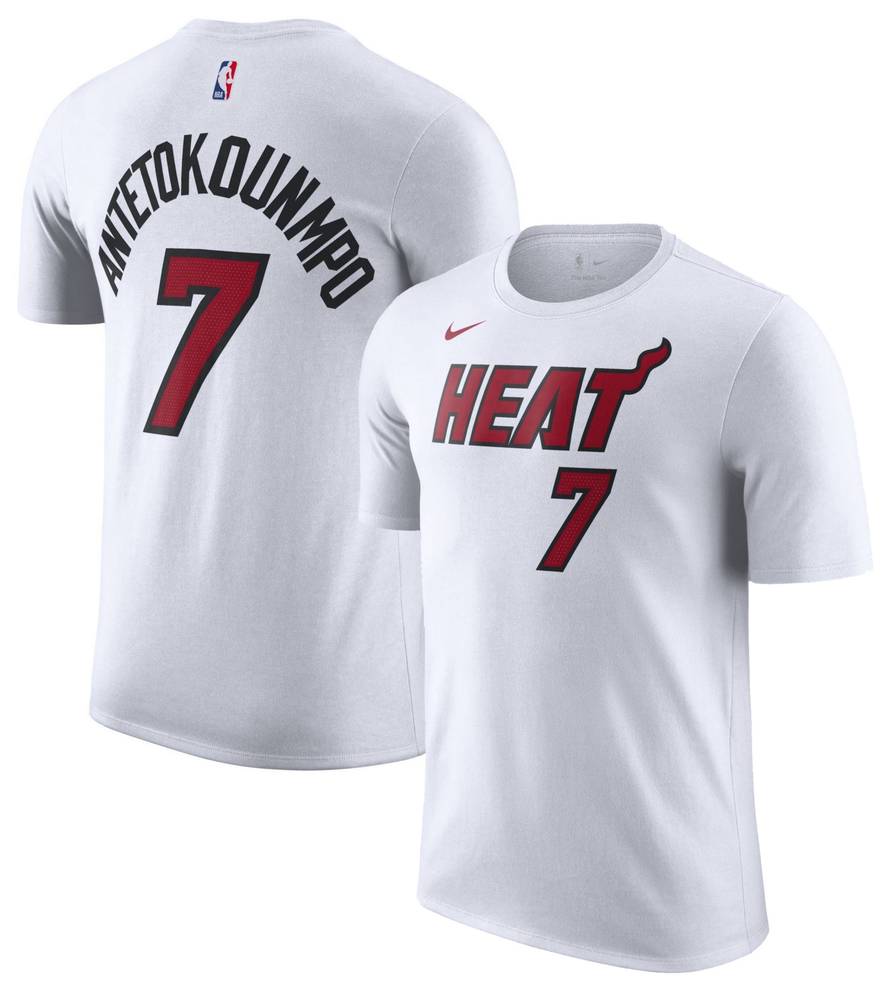 Nike Men's Miami Heat White Giannis Antetokounmpo #7 Association Edition T-Shirt
