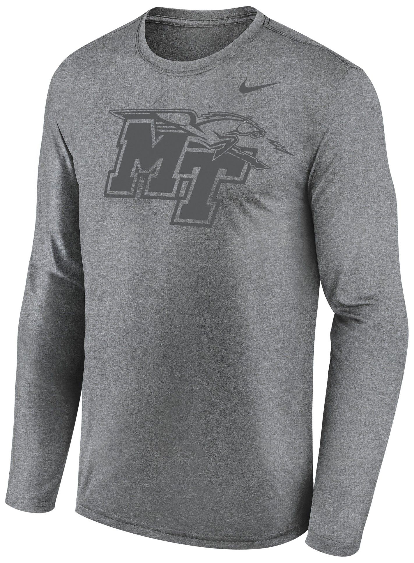 Nike Men's Middle Tennessee State Blue Raiders Gray Legend Long Sleeve Shirt, Large