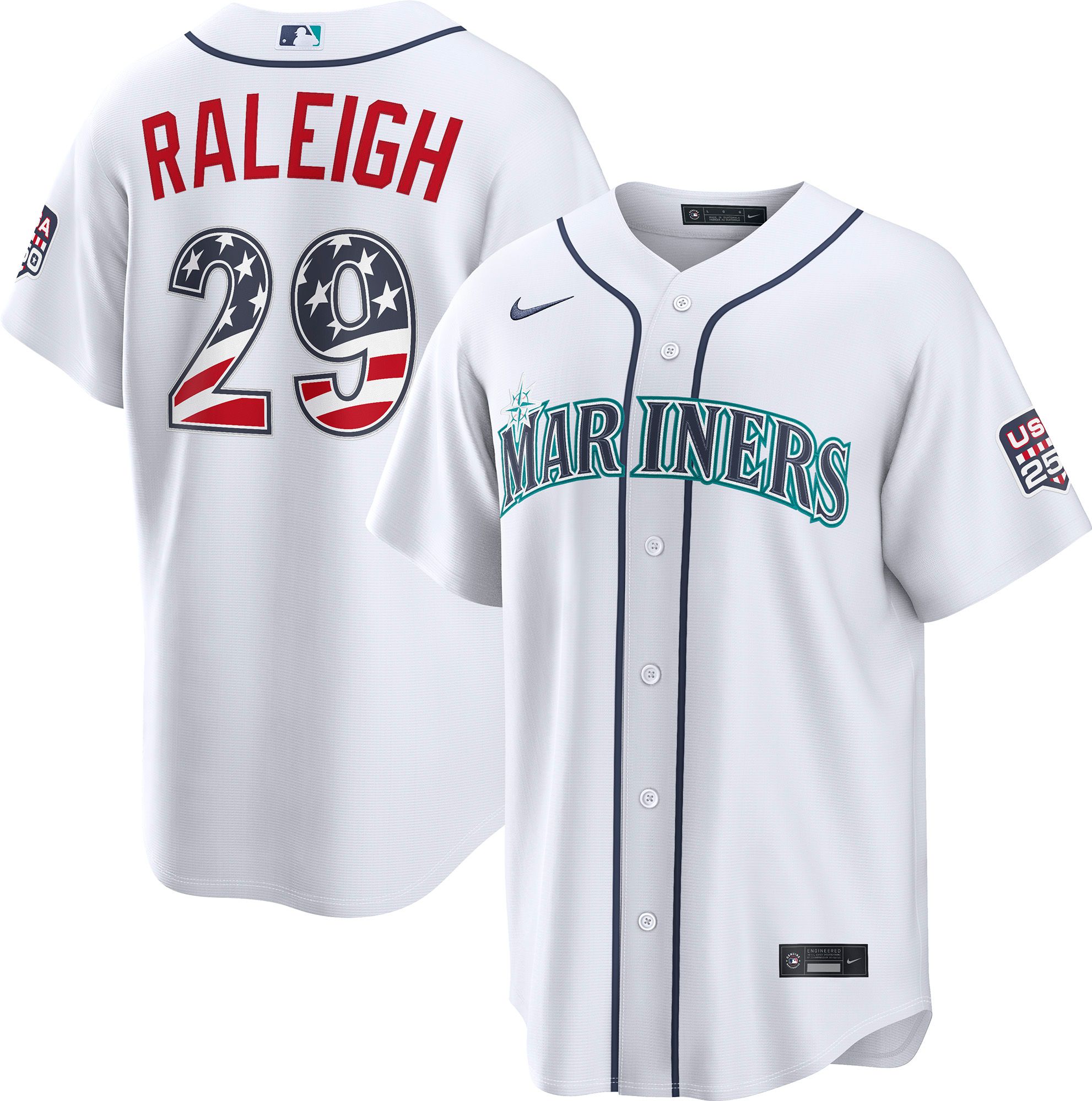 Nike Men's Seattle Mariners Cal Raleigh #29 4th of July Home Replica Jersey
