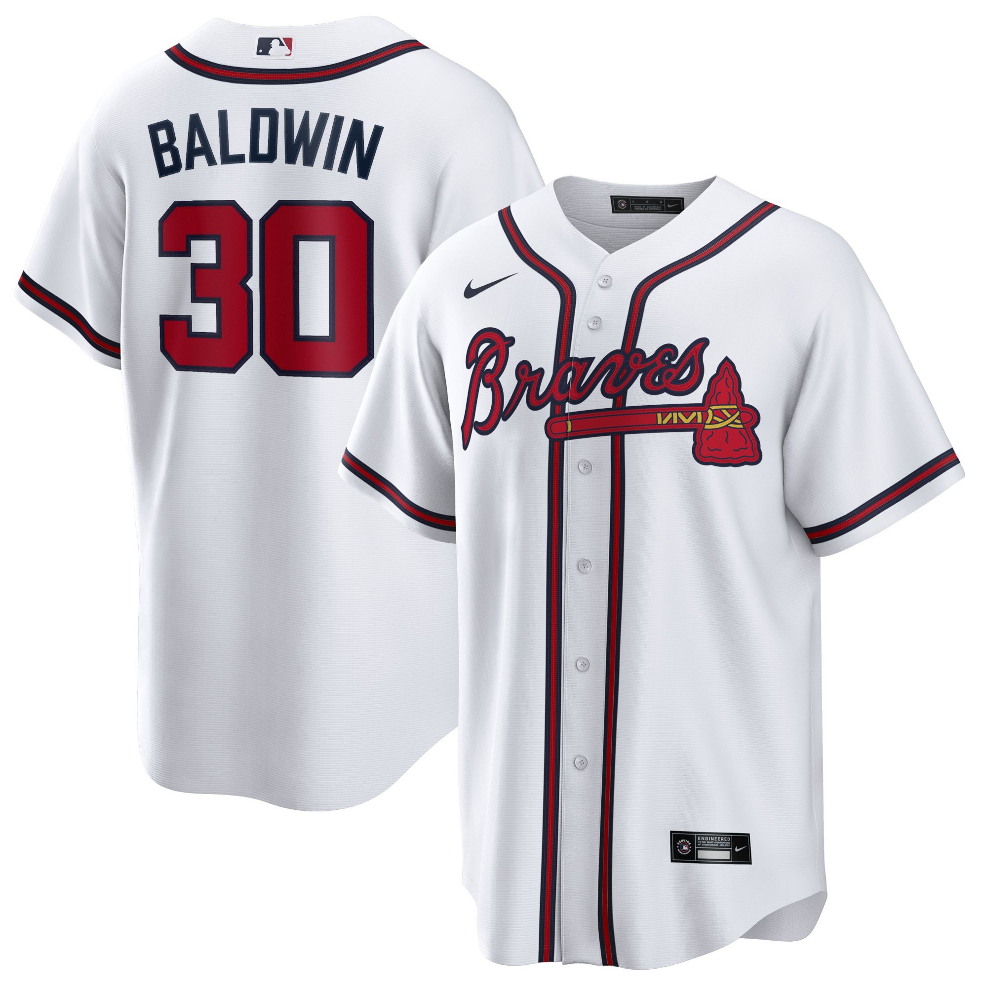 Nike Men's Atlanta Braves White Drake Baldwin #30 Home Replica Jersey