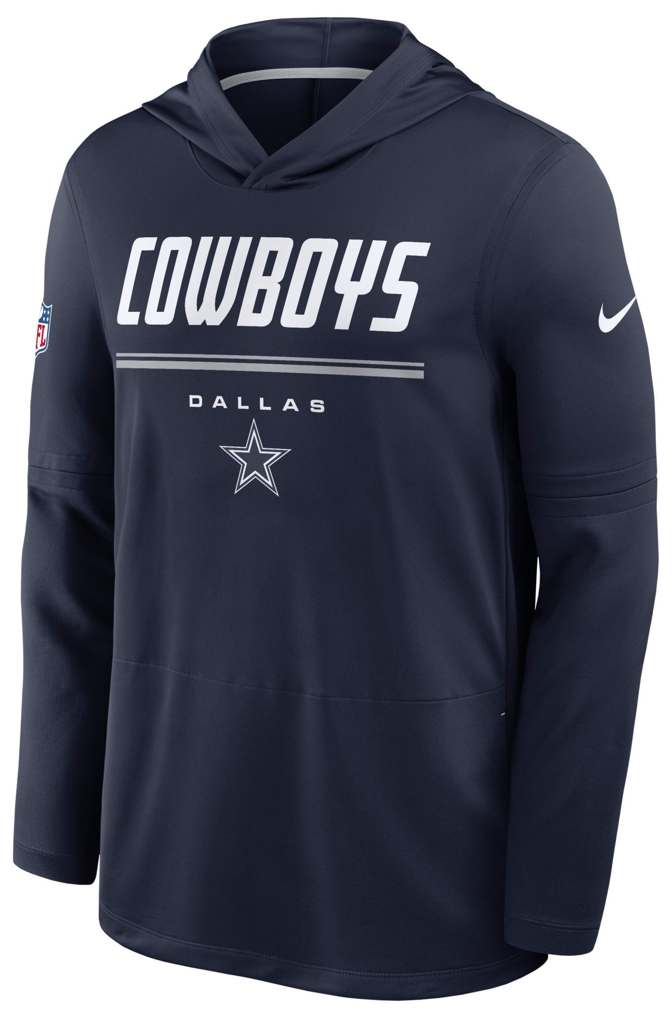 Nike Men's Dallas Cowboys Navy Sideline Hooded Long Sleeve Shirt