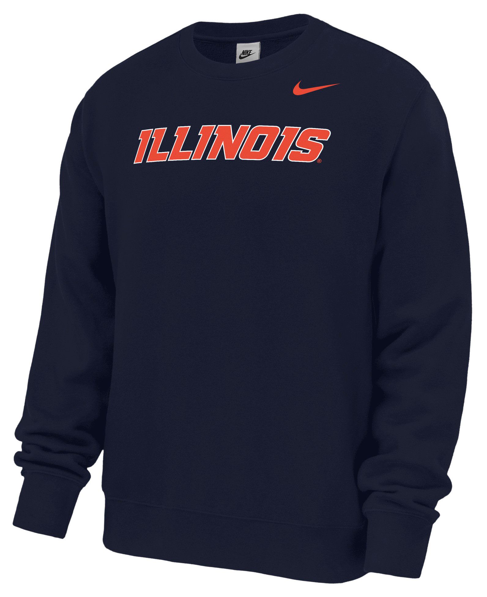 Nike Men's Illinois Fighting Illini Wordmark Colorblock Crewneck Sweatshirt