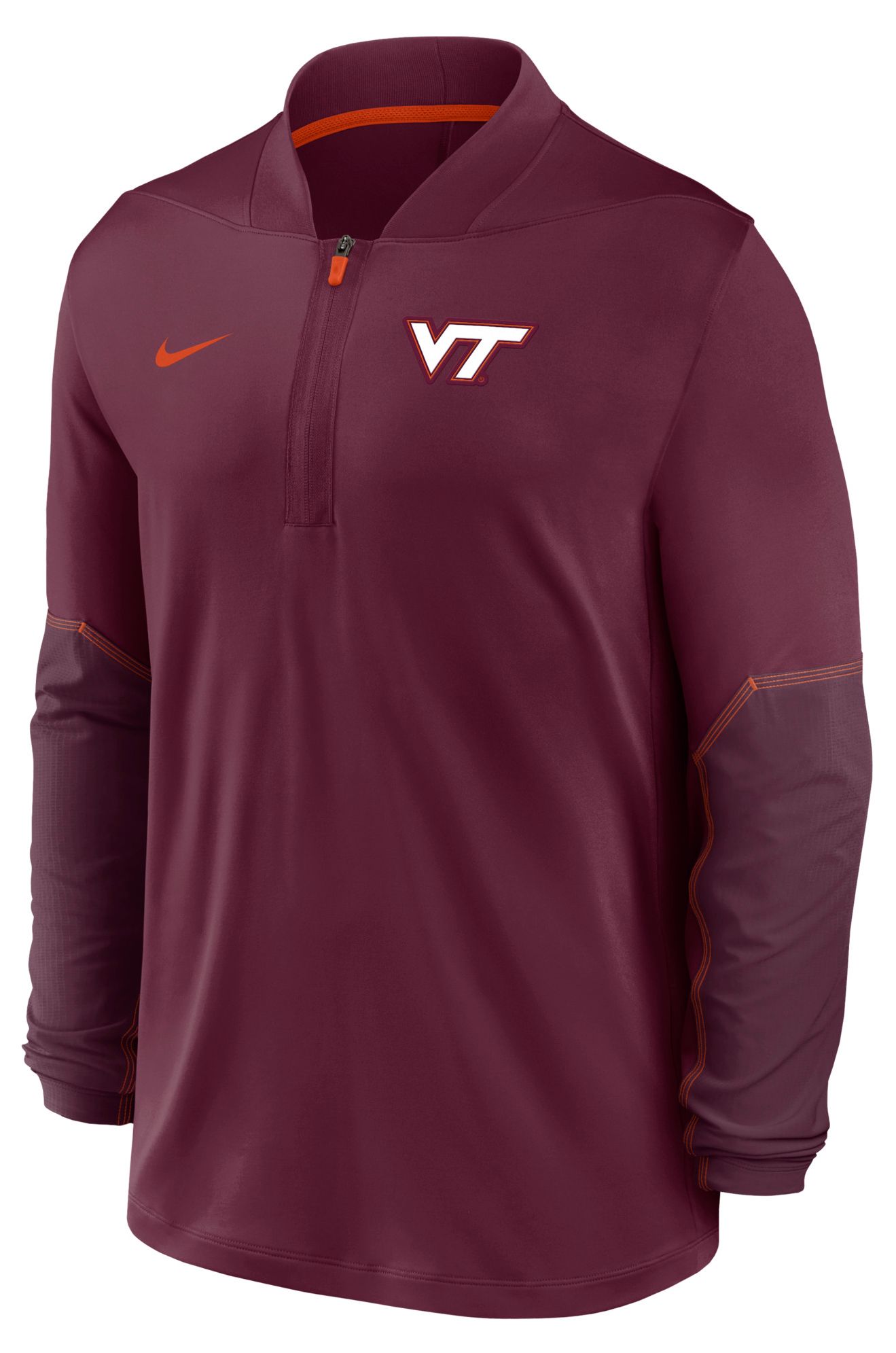 Nike Men's Virginia Tech Hokies Maroon Dri-Fit Mid-Weight Coaches 1/2 Zip Jacket