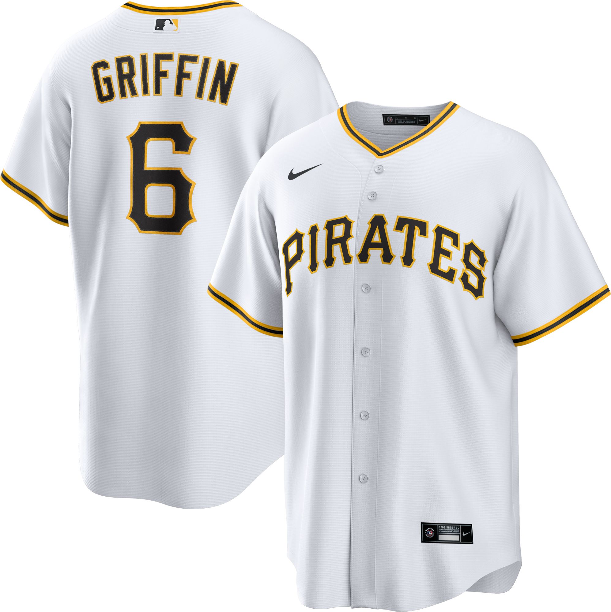 Nike Men's Pittsburgh Pirates White Konnor Griffin #6 Home Replica Jersey