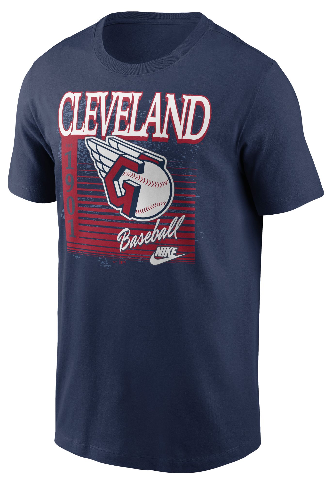 Nike Men's Cleveland Guardians Navy Cooperstown Overized Logo T-Shirt