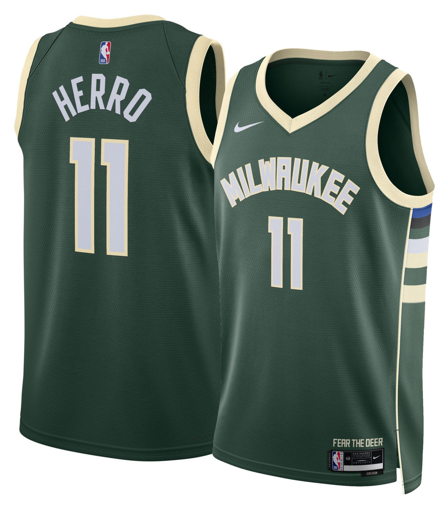 Nike Men's Milwaukee Bucks Green Tyler Herro #11 Icon Edition Jersey