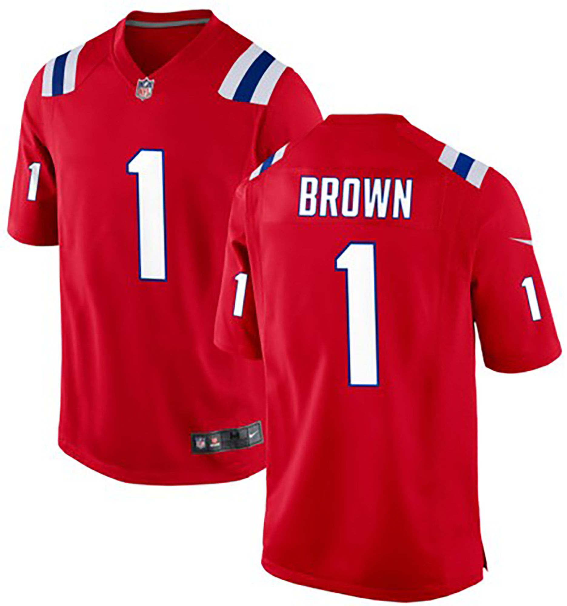 Nike Men's New England Patriots A.J. Brown #1 Red Alternate Game Jersey