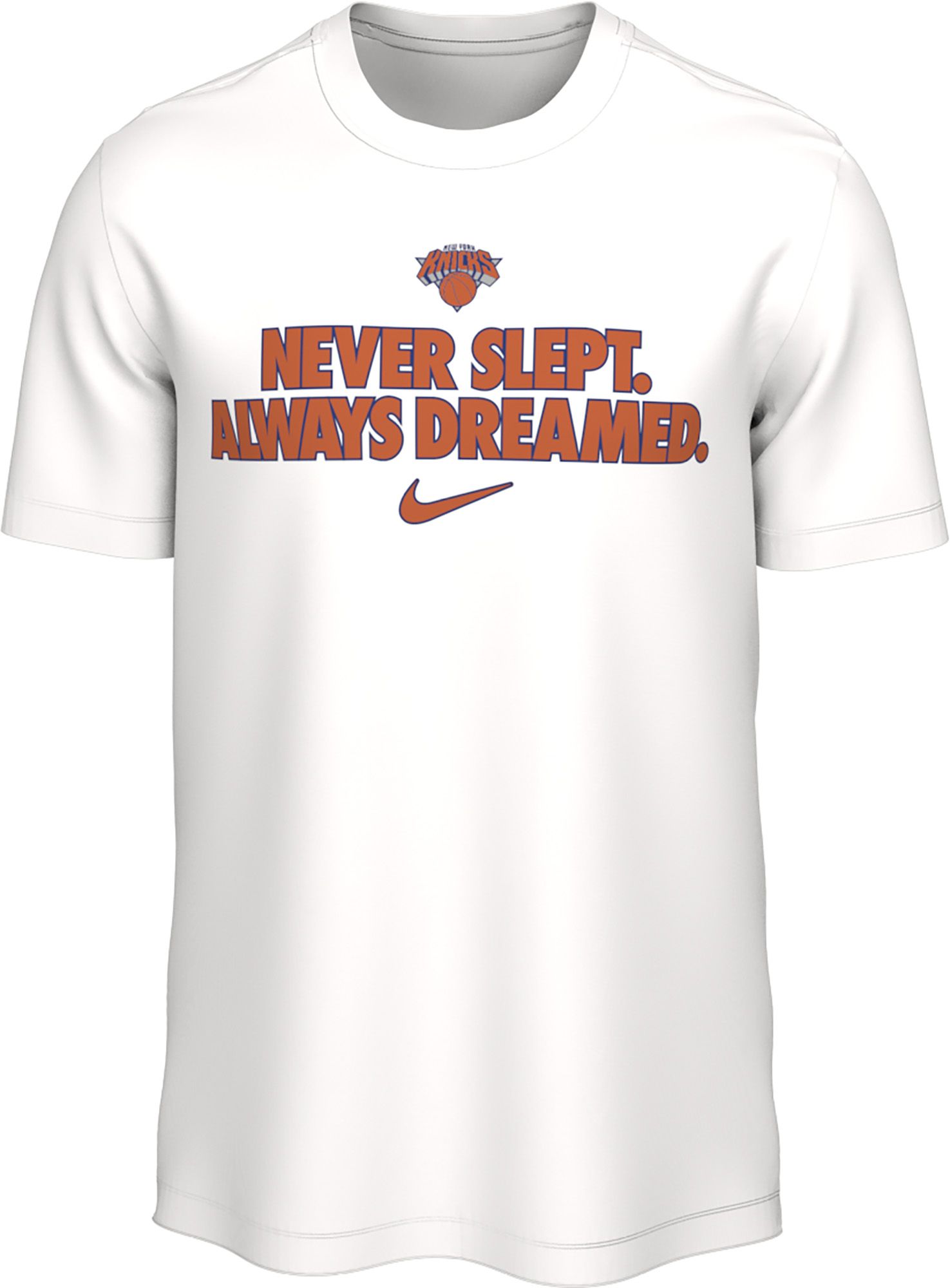 Nike Adult 2026 NBA Champions New York Knicks "Never Slept. Always Dreamed." T-Shirt