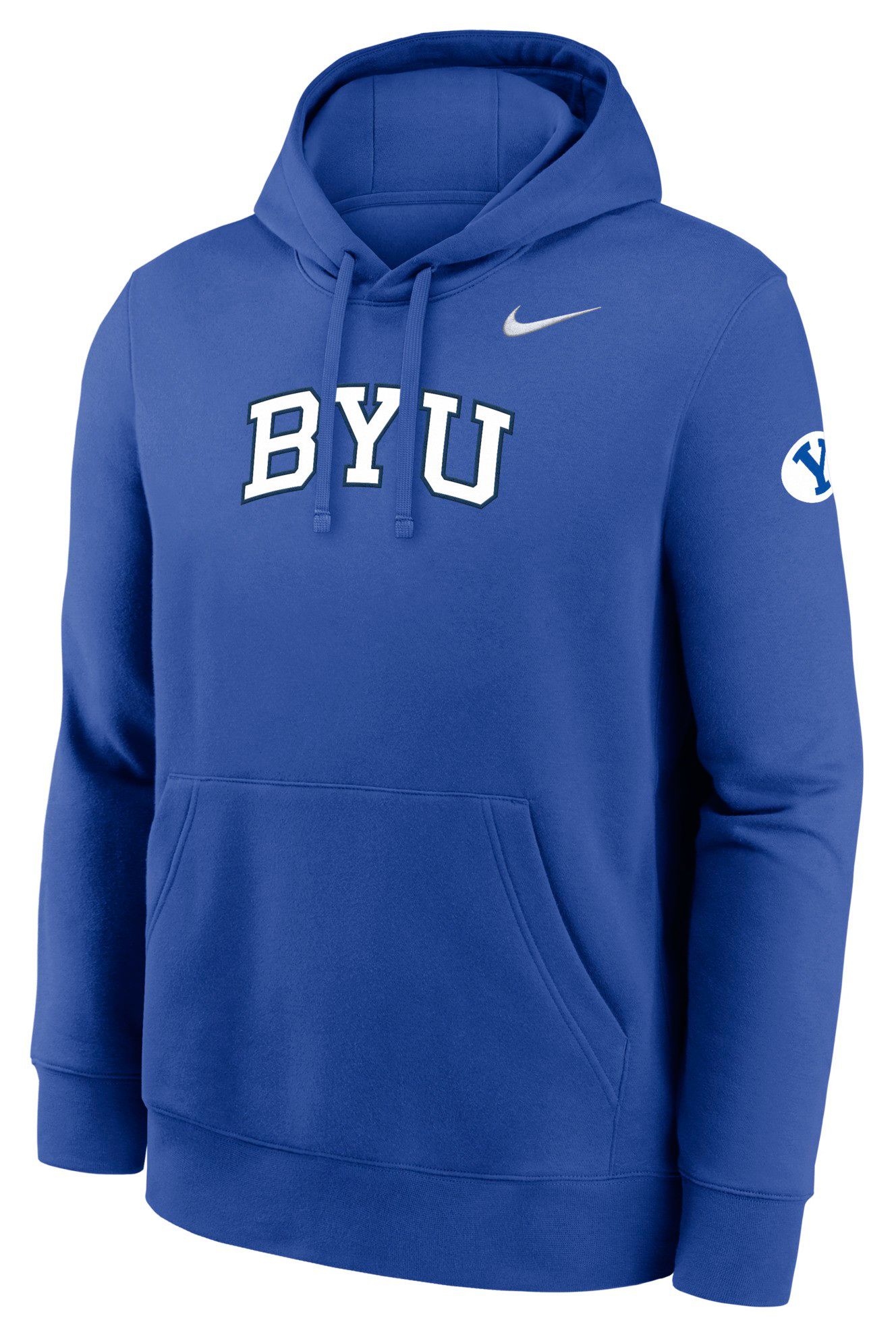 Nike Men's BYU Cougars Club Fleece Hoodie, XXL, Blue