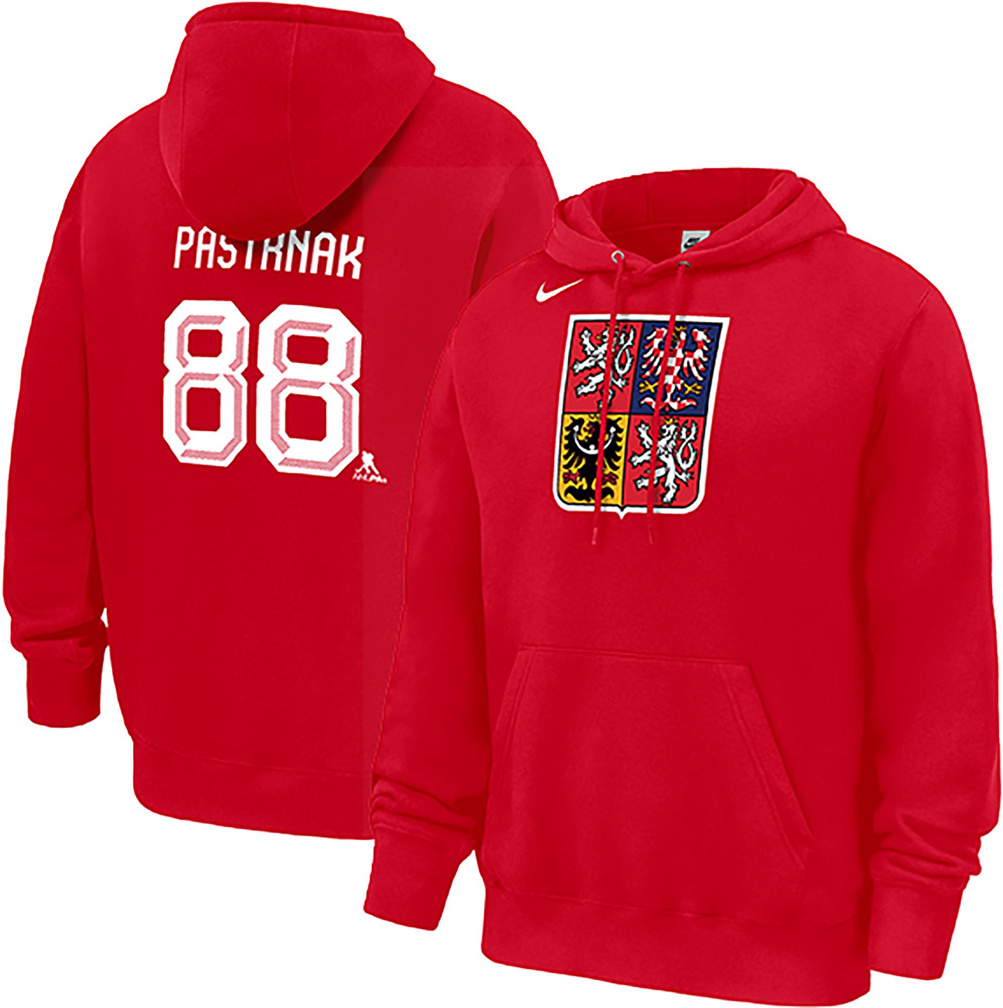 Nike Men's Olympics Czech Republic Hockey Red David Pastrnák #88 Pullover Hoodie