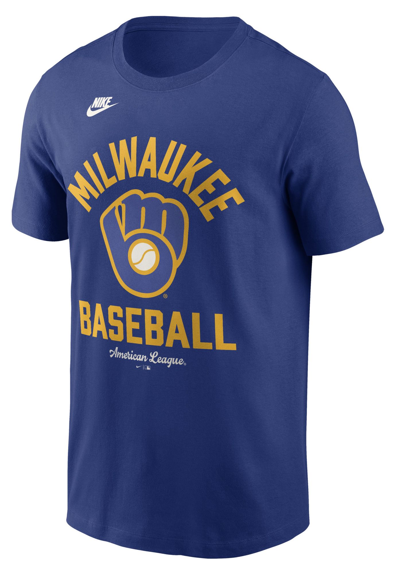 Nike Men's Milwaukee Brewers Blue Arch Logo Cooperstown T-Shirt
