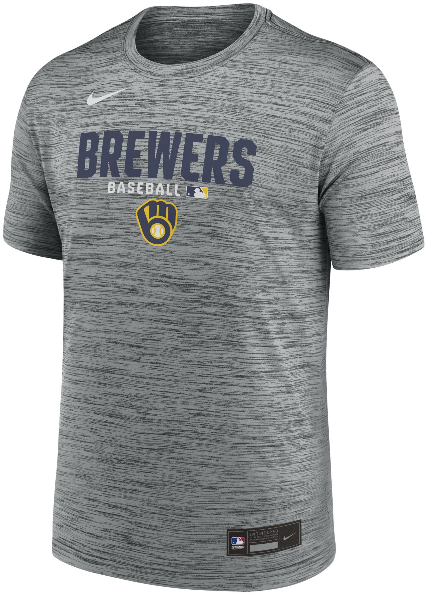 Nike Men's Milwaukee Brewers Gray Authentic Velocity T-Shirt