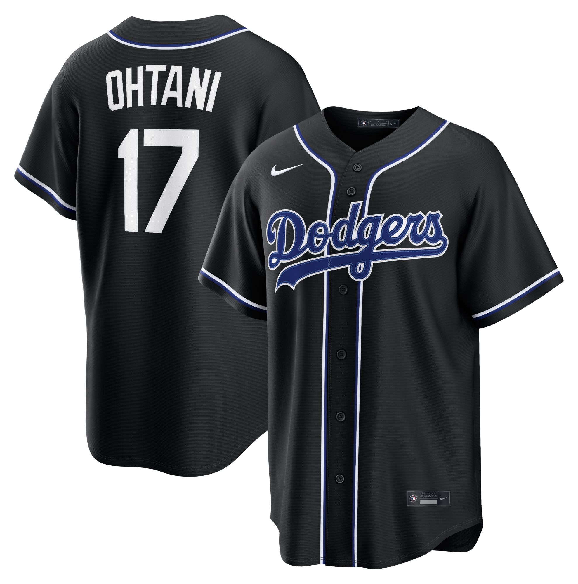 Nike Men's Los Angeles Dodgers Black Shohei Ohtani #17 Carbon Replica Jersey