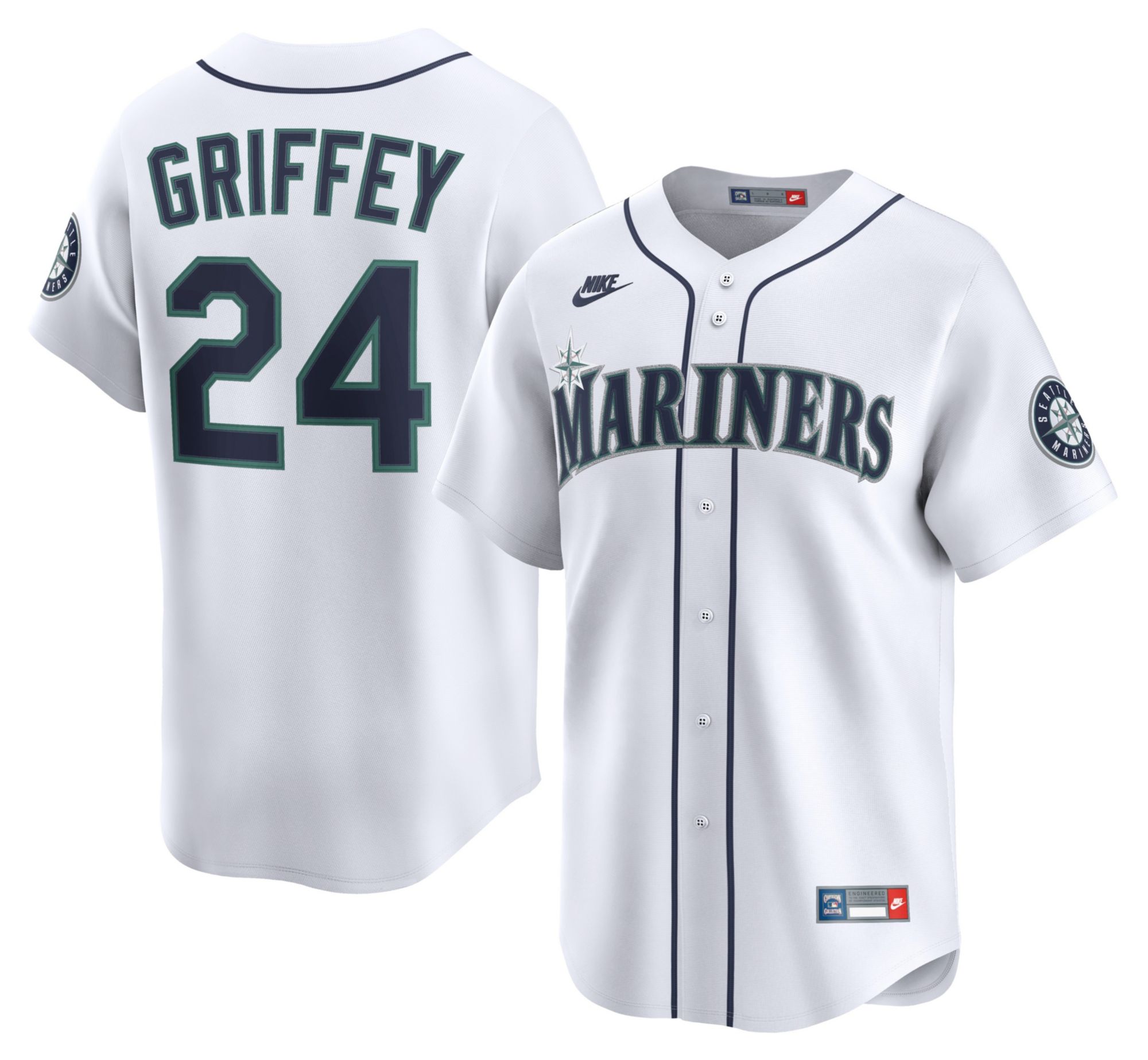Nike Men's Seattle Mariners White Ken Griffey Jr. #24 Cooperstown Limited Jersey
