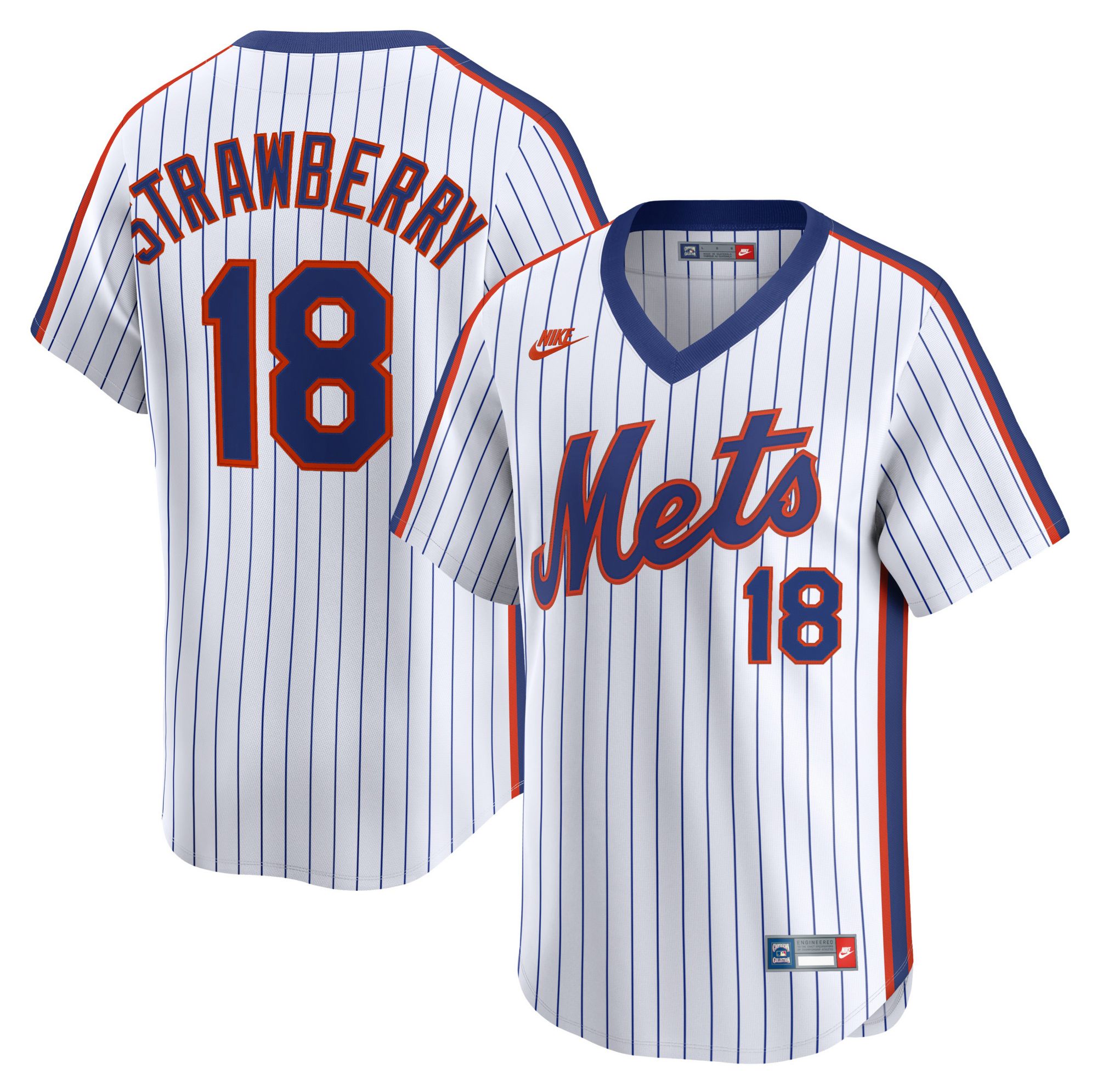 Nike Men's New York Mets White Darryl Strawberry #18 Cooperstown Limited Jersey