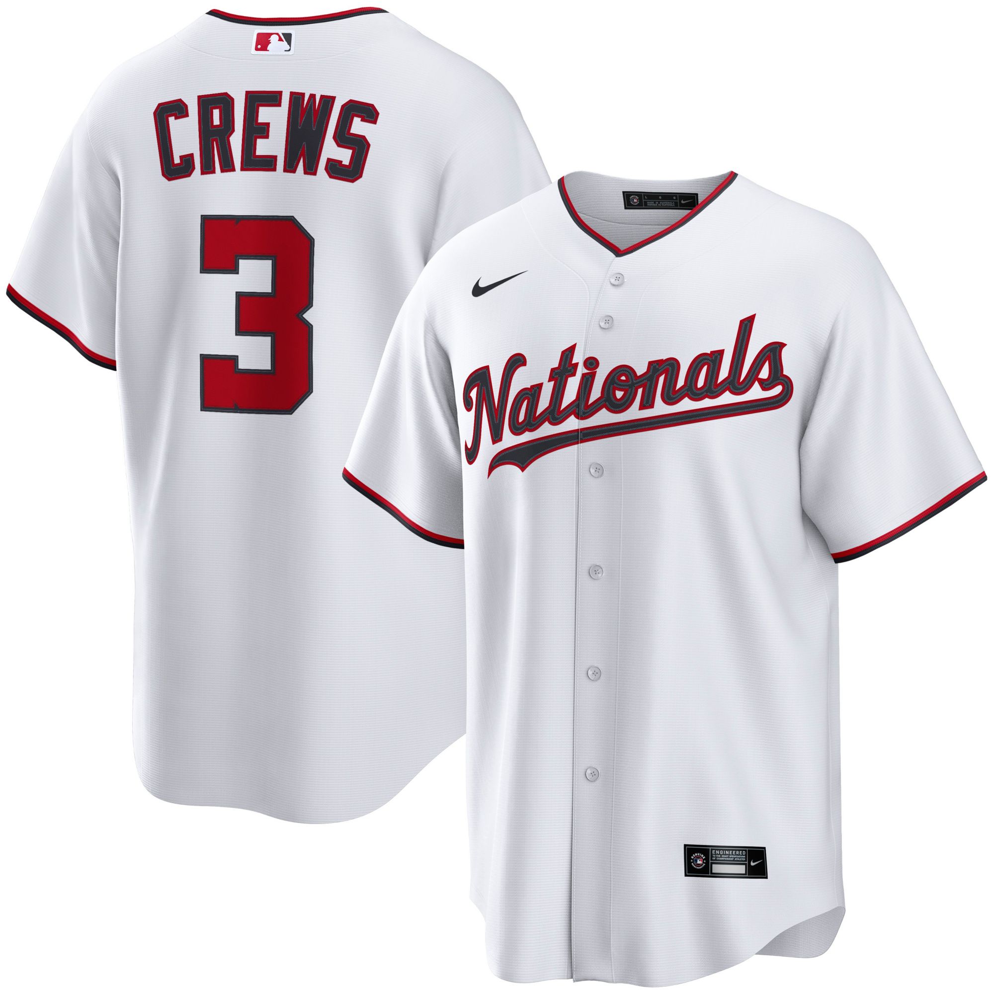 Nike Men's Washington Nationals Dylan Crews #3 White Home Replica Jersey