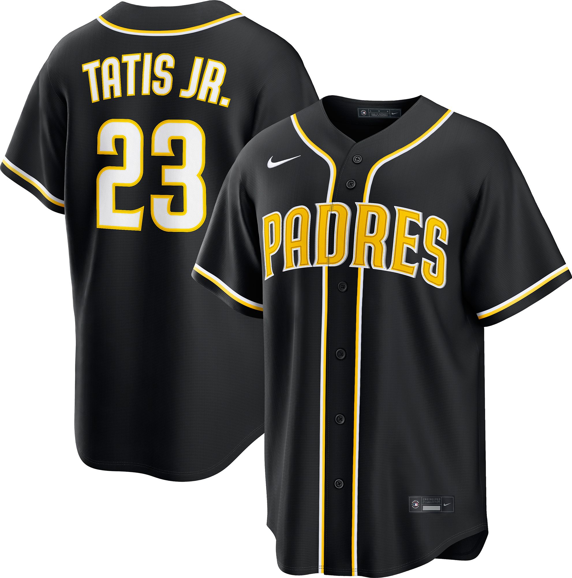 Nike Men's San Diego Padres Black Fernando Tatis Jr. #23 Carbon Replica Jersey