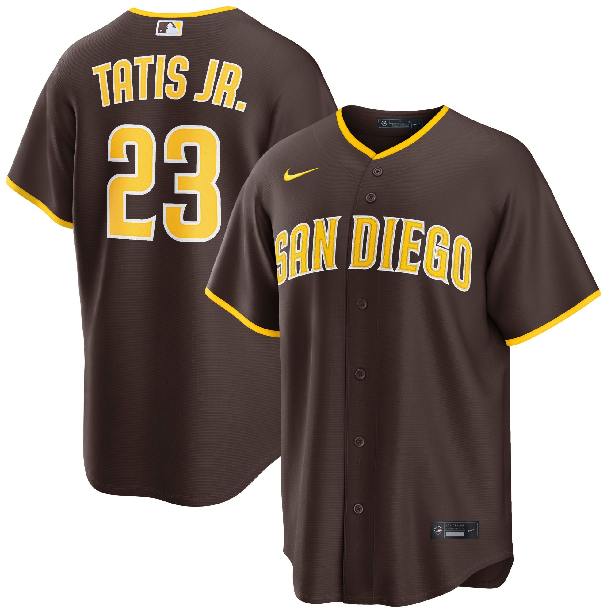 Nike Men's San Diego Padres Brown Fernando Tatis Jr. #23 Road Replica Jersey