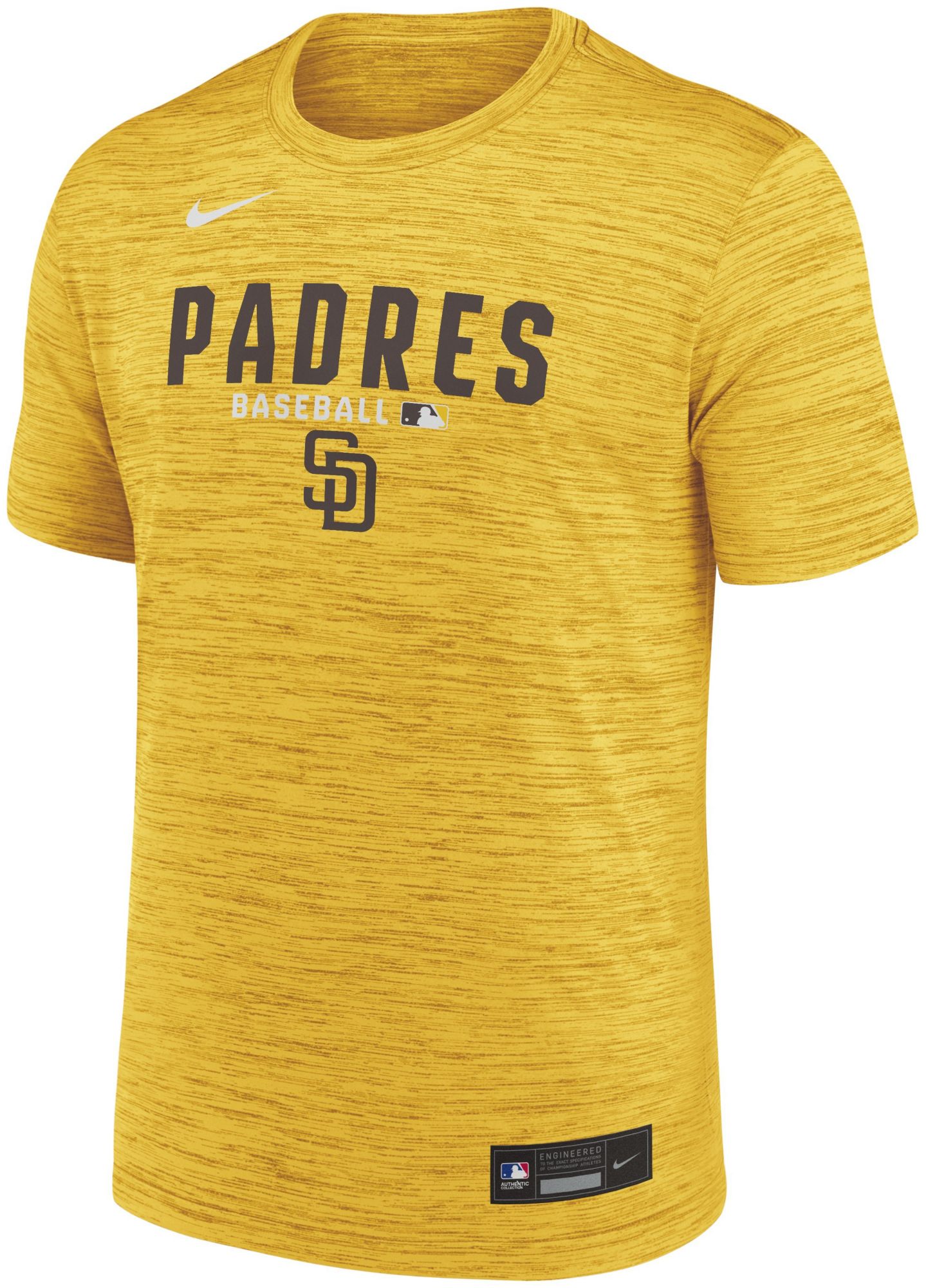 Nike Men's San Diego Padres Yellow Authentic Velocity T-Shirt