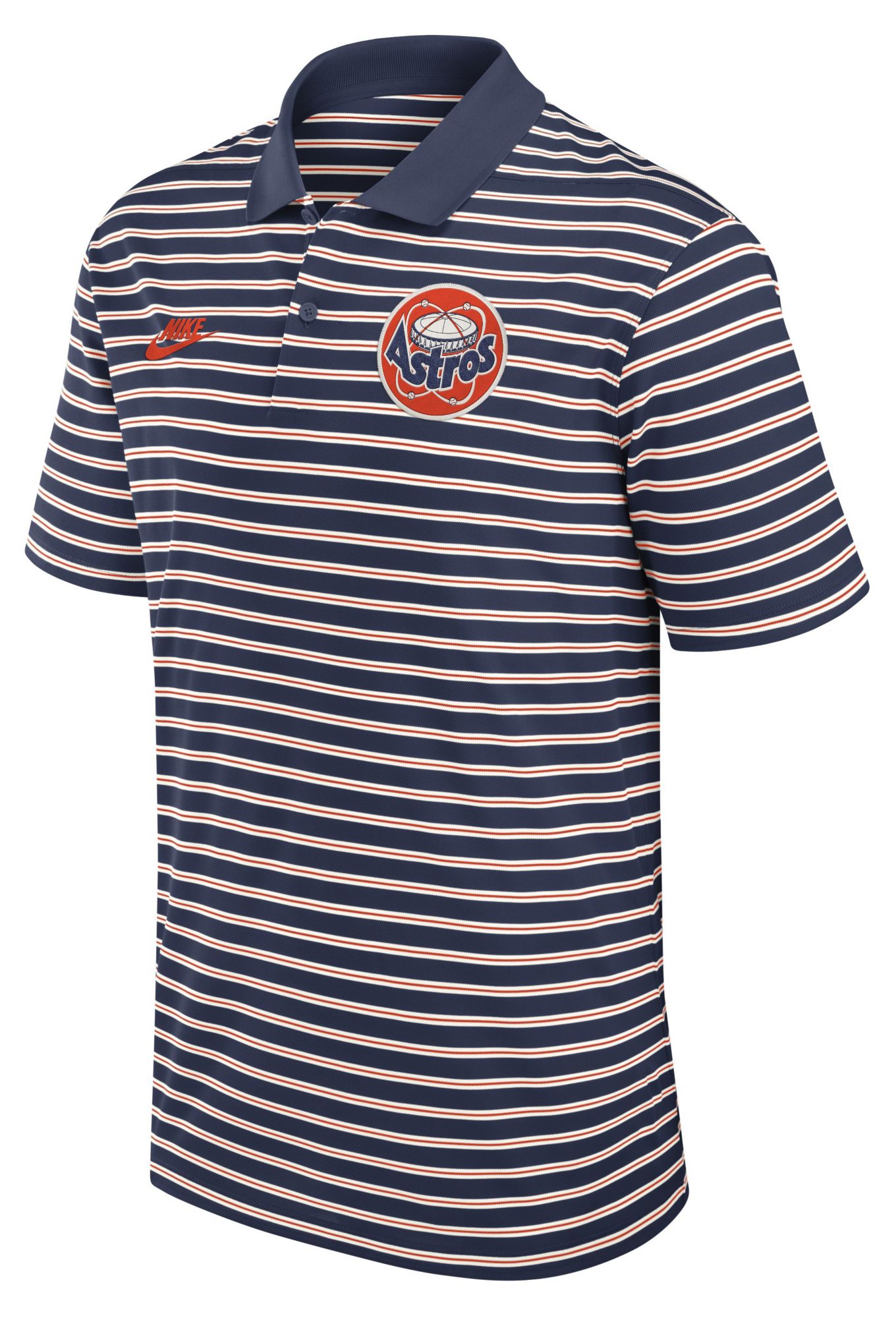 Nike Men's Houston Astros Navy Victory Striped Cooperstown Polo