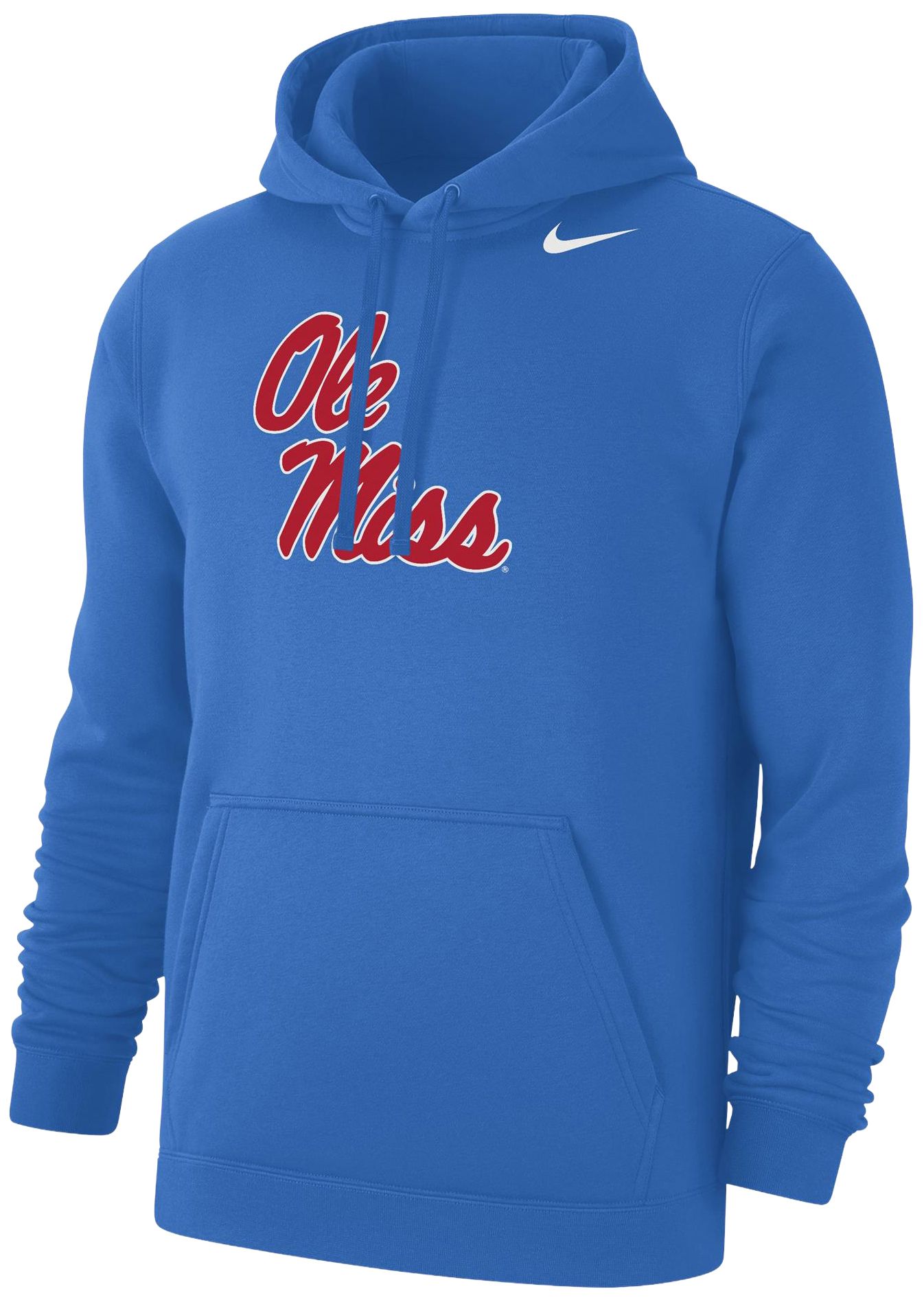 Nike Men's Ole Miss Rebels Italy Blue Script Club Fleece Pullover Hoodie