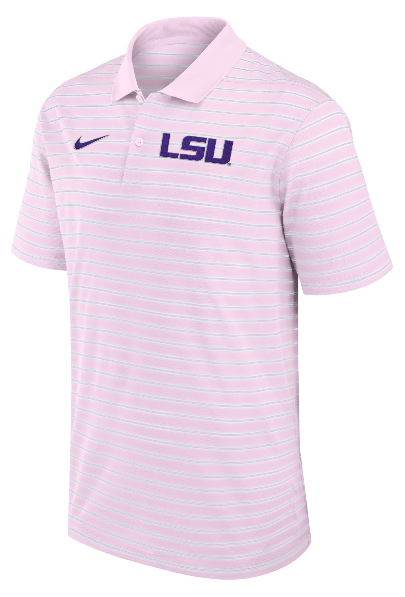 Nike Men's LSU Tigers Pink Country Club Striped Polo