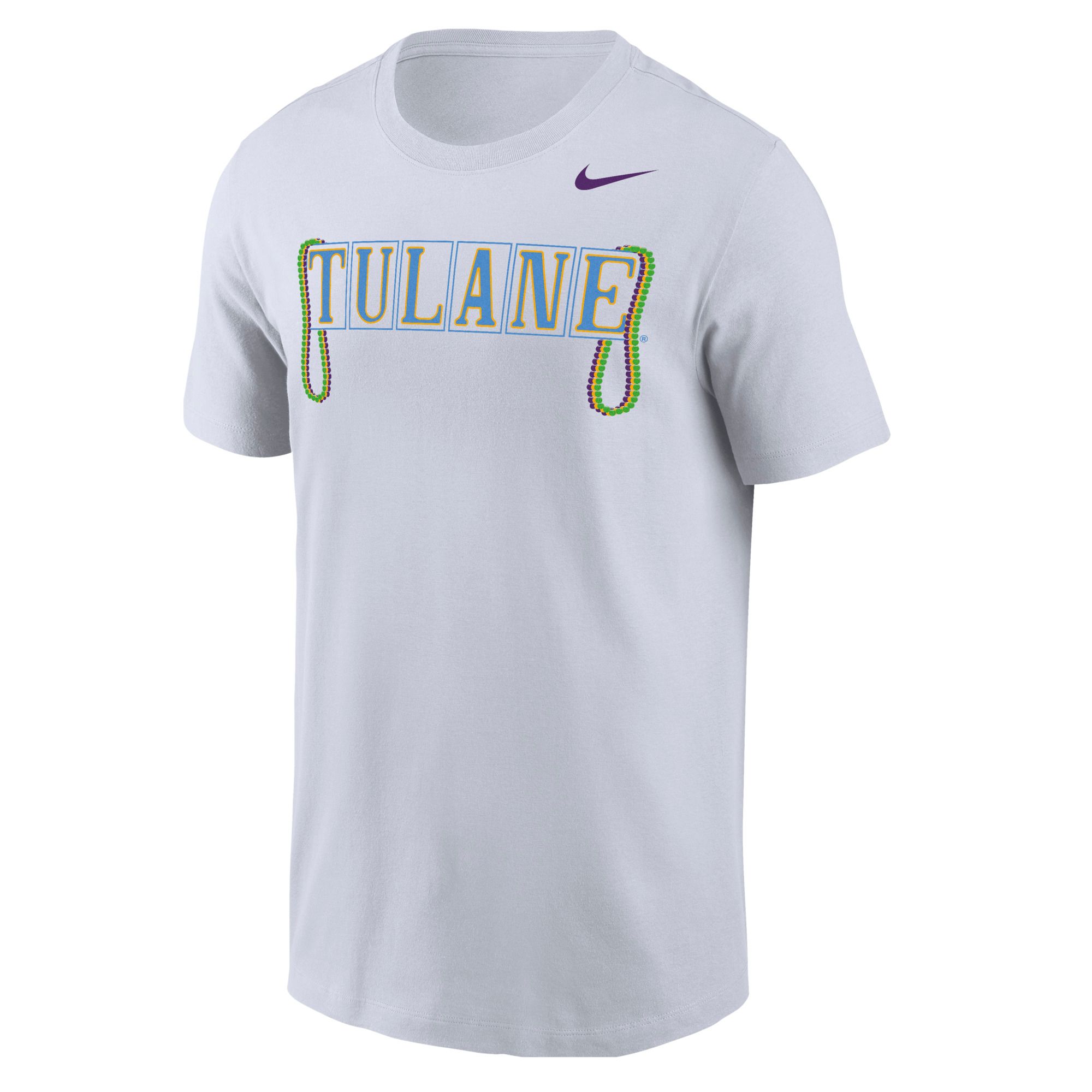 Nike Men's Tulane Green Wave White Mardi Gras T-Shirt