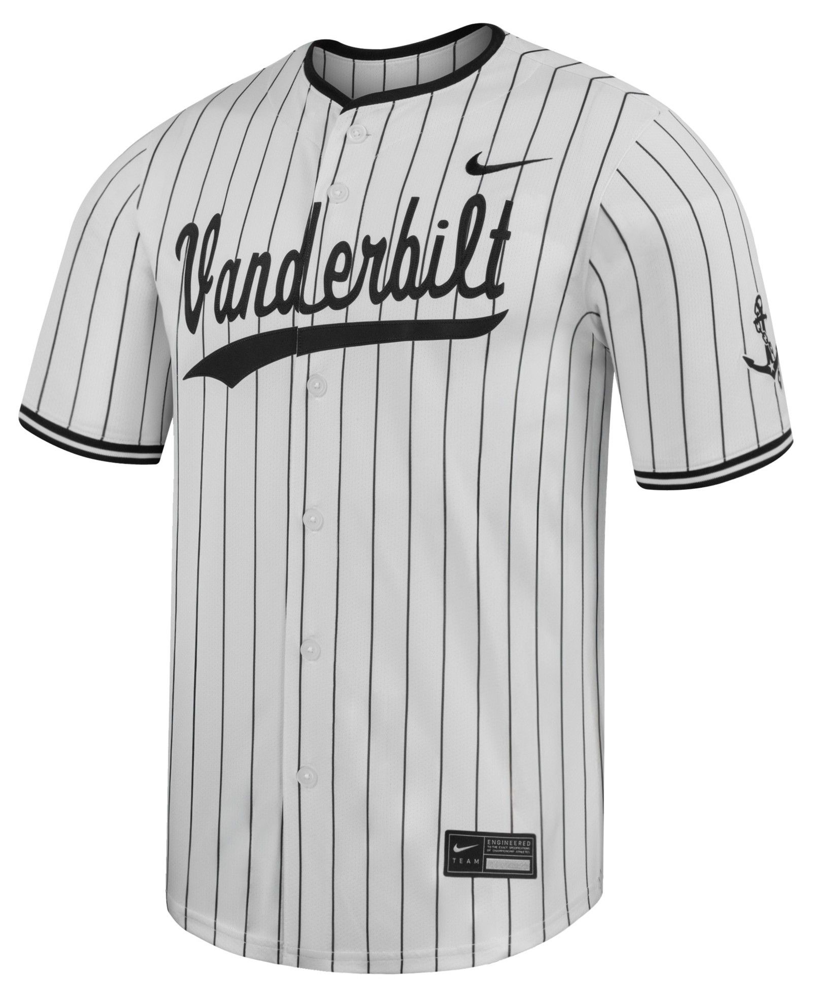 Nike Men's Vanderbilt Commodores White Pinstripe Replica Baseball Jersey
