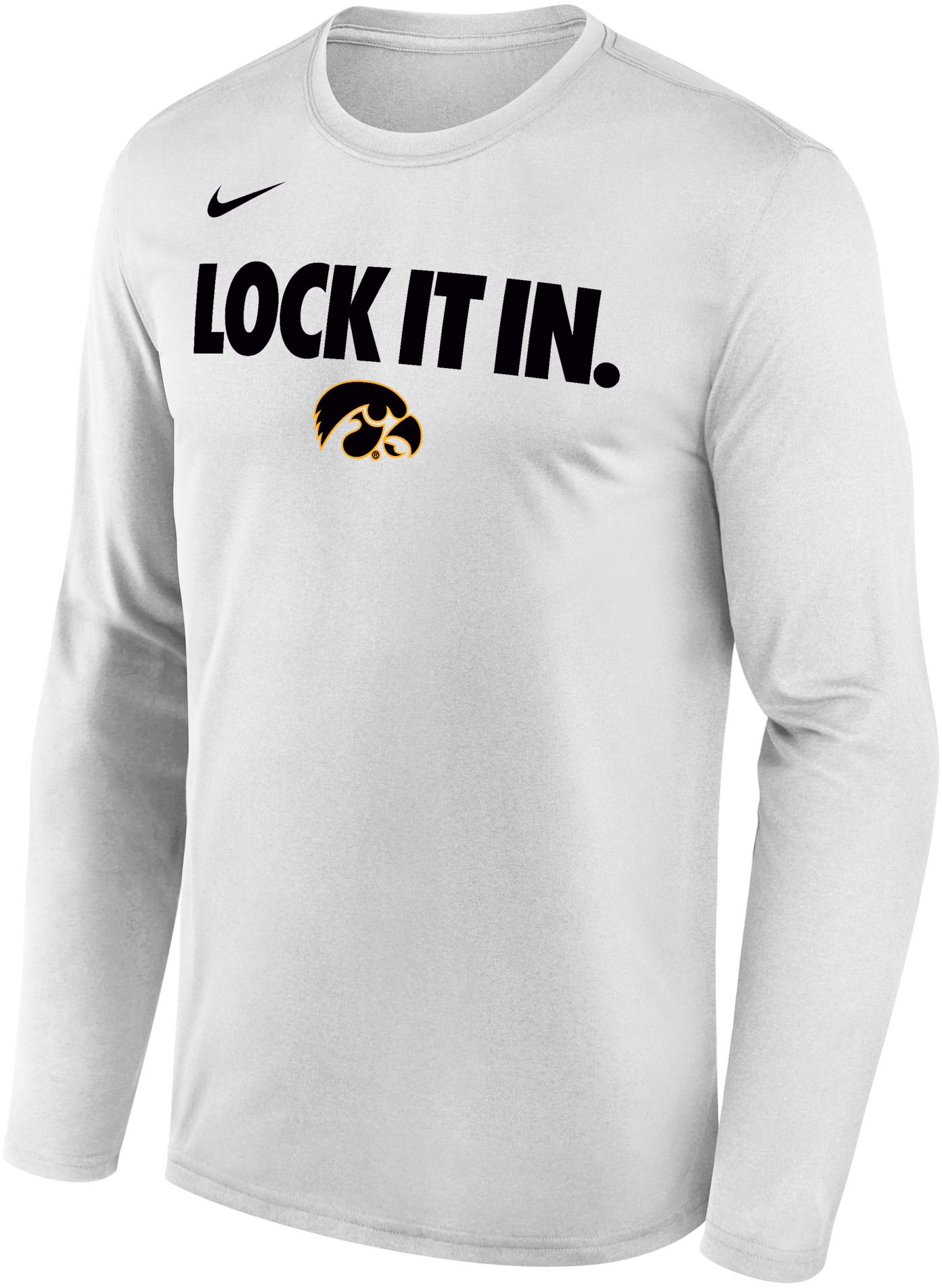 Nike Adult Iowa Hawkeyes 'Lock It In.' White Bench Long Sleeve Shirt