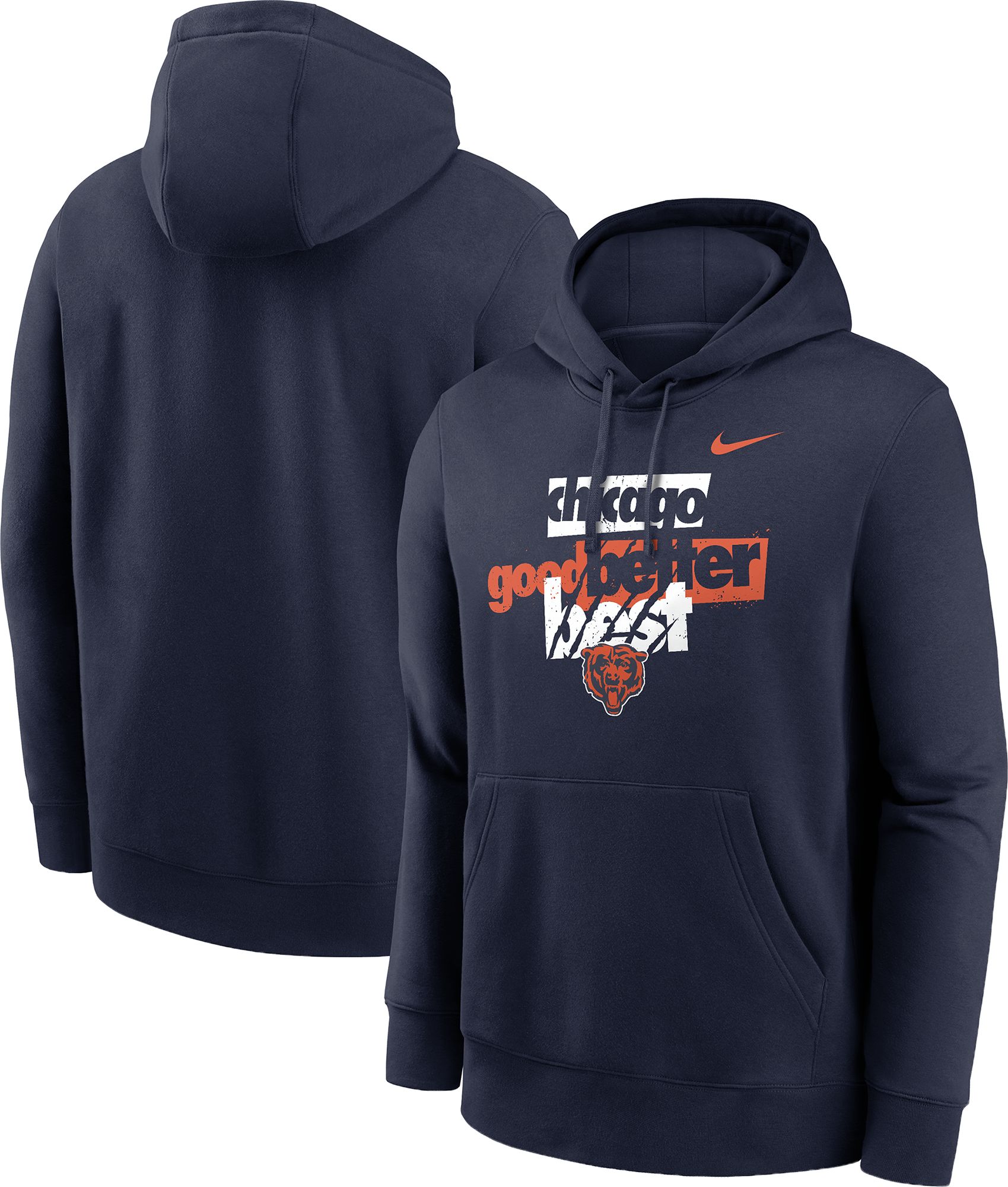 Nike Men's Chicago Bears Navy 'Good Better Best' Club Fleece Pullover Hoodie