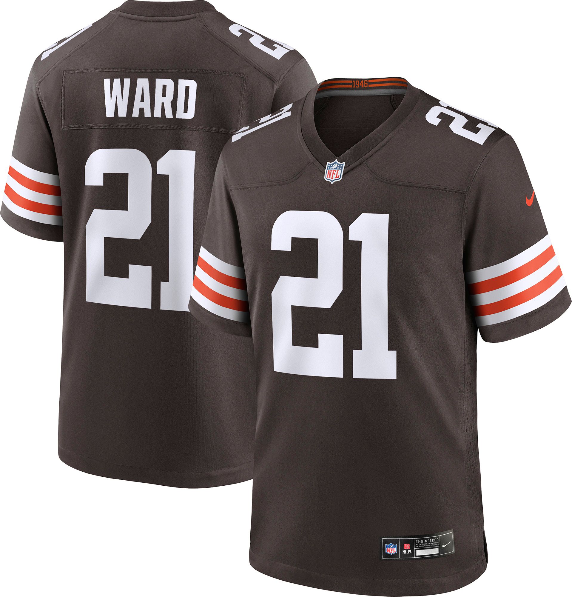 Nike Men's Denzel Ward #1 Cleveland Browns Brown Game Jersey
