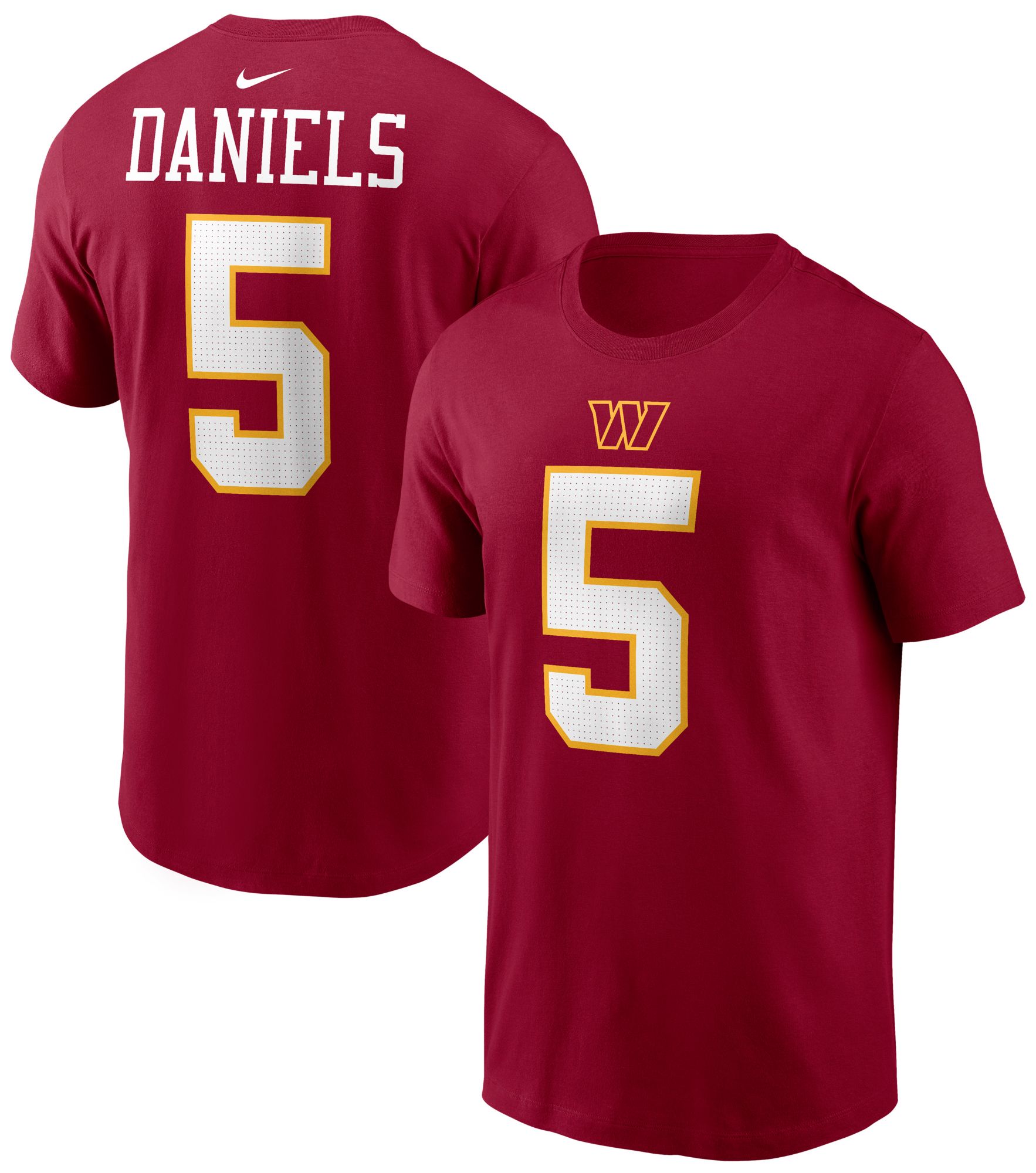 Nike Men's Washington Commanders Team Red Jayden Daniels #5 T-Shirt